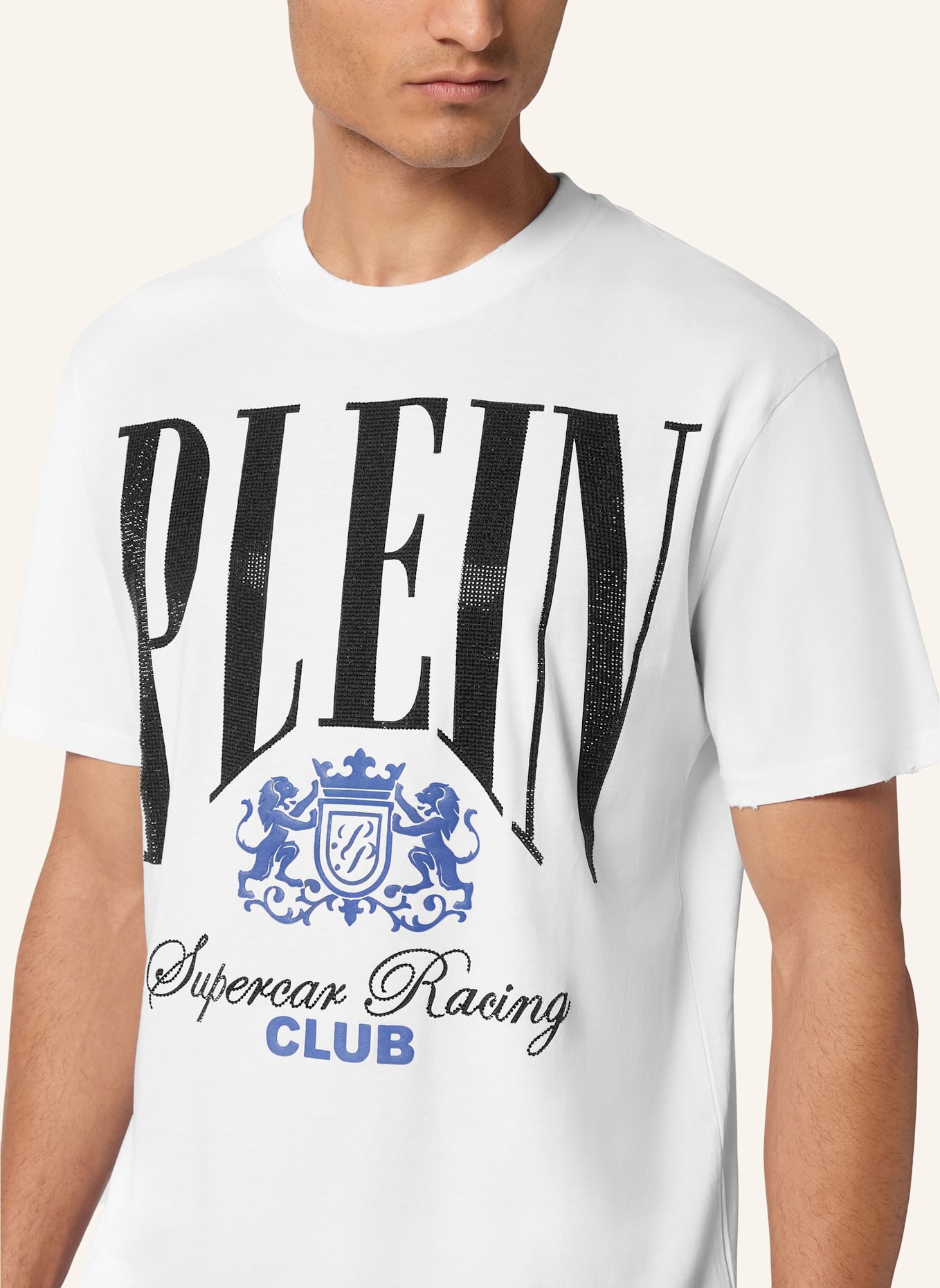 PHILIPP PLEIN T-Shirt Rundhalsausschnitt Ss RACING: WEISS