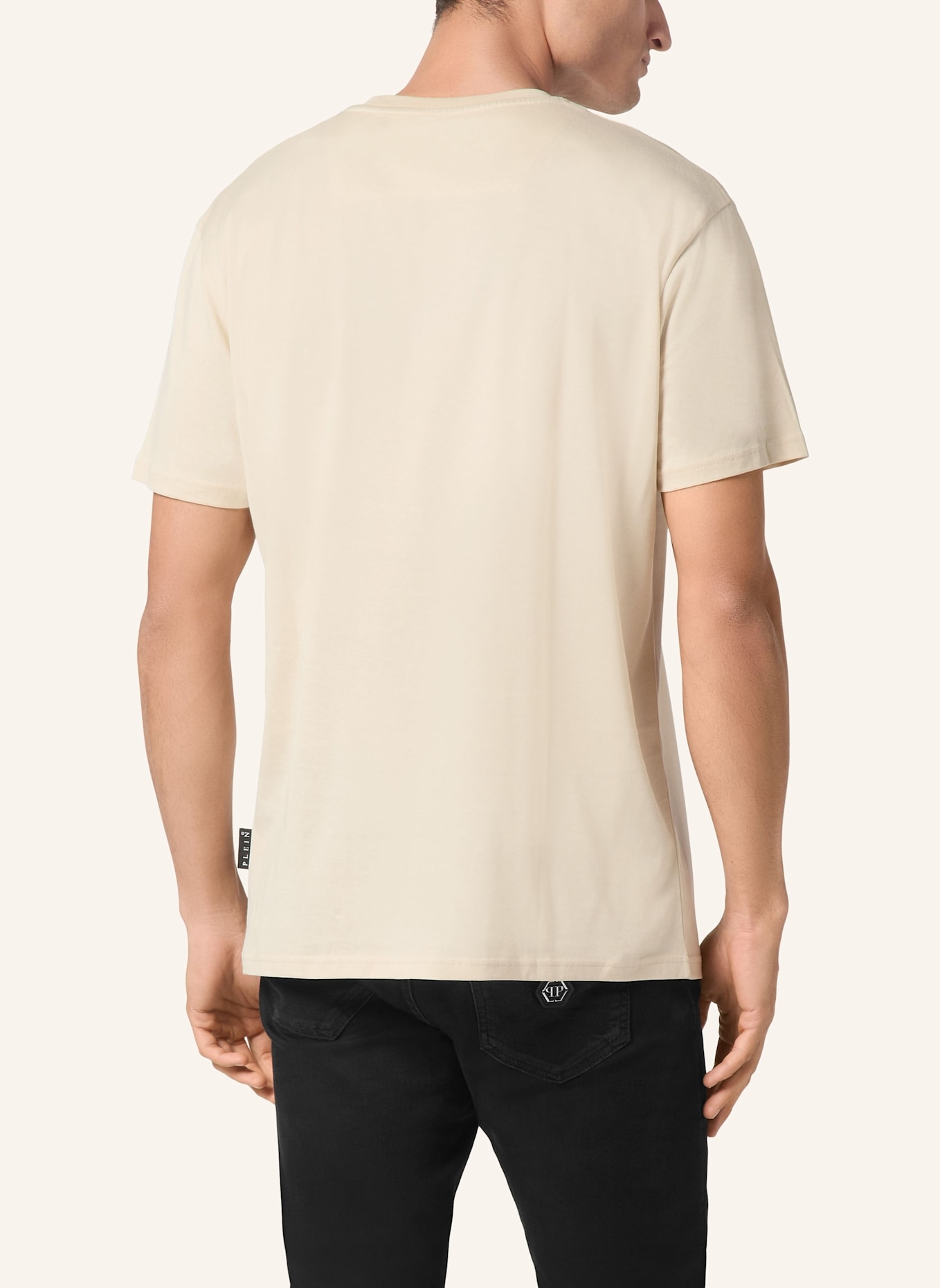 PHILIPP PLEIN T-Shirt Rundhalsausschnitt Ss RACING: BEIGE