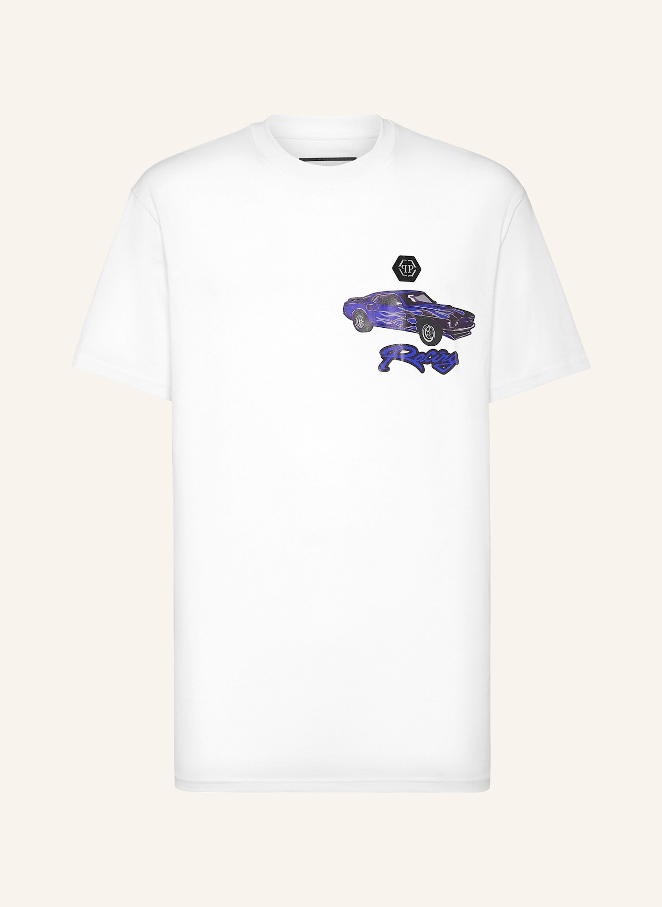 PHILIPP PLEIN T-Shirt Rundhalsausschnitt Ss RACING: WEISS