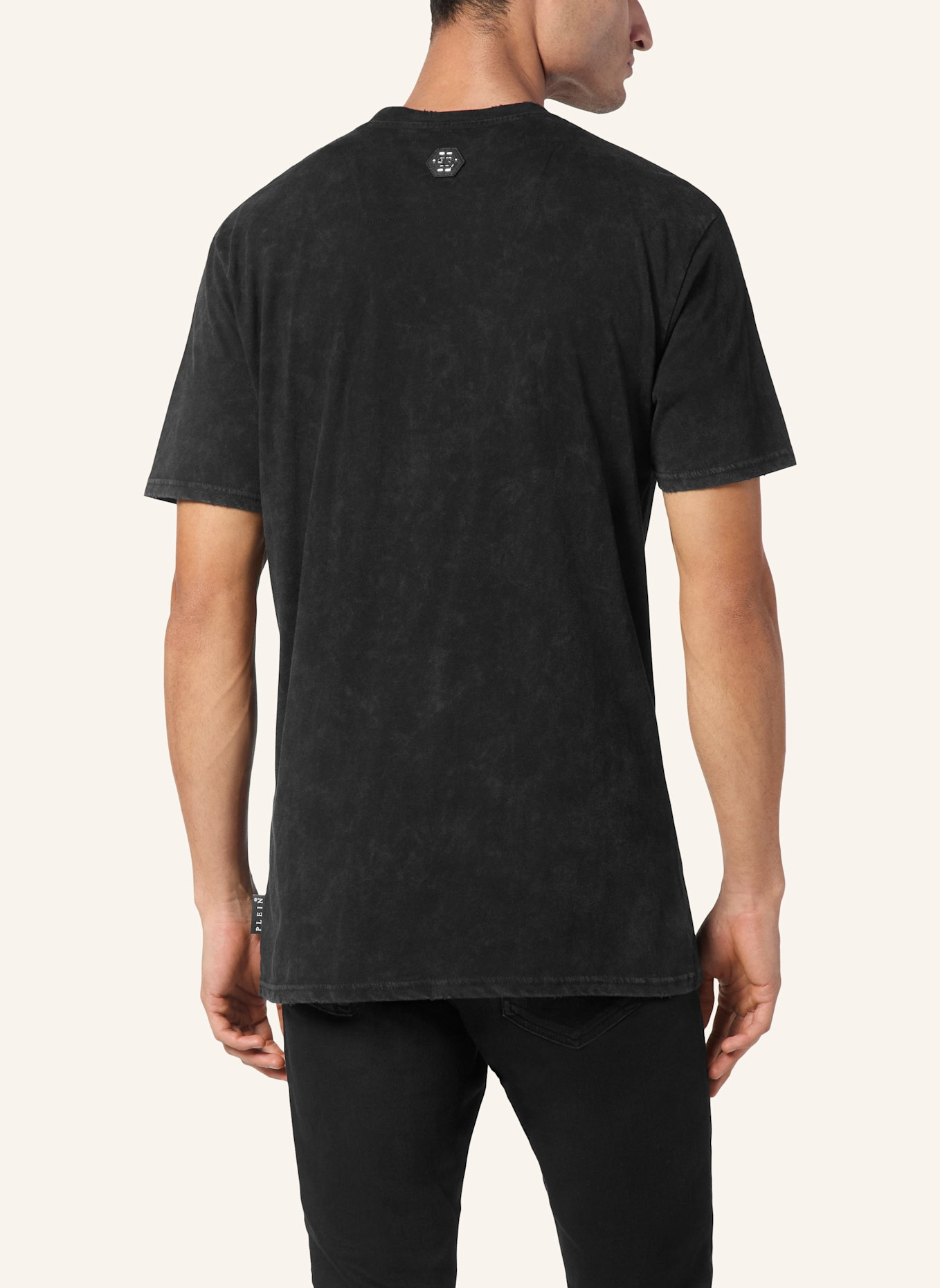 PHILIPP PLEIN T-Shirt Rundhalsausschnitt Ss RACING: SCHWARZ