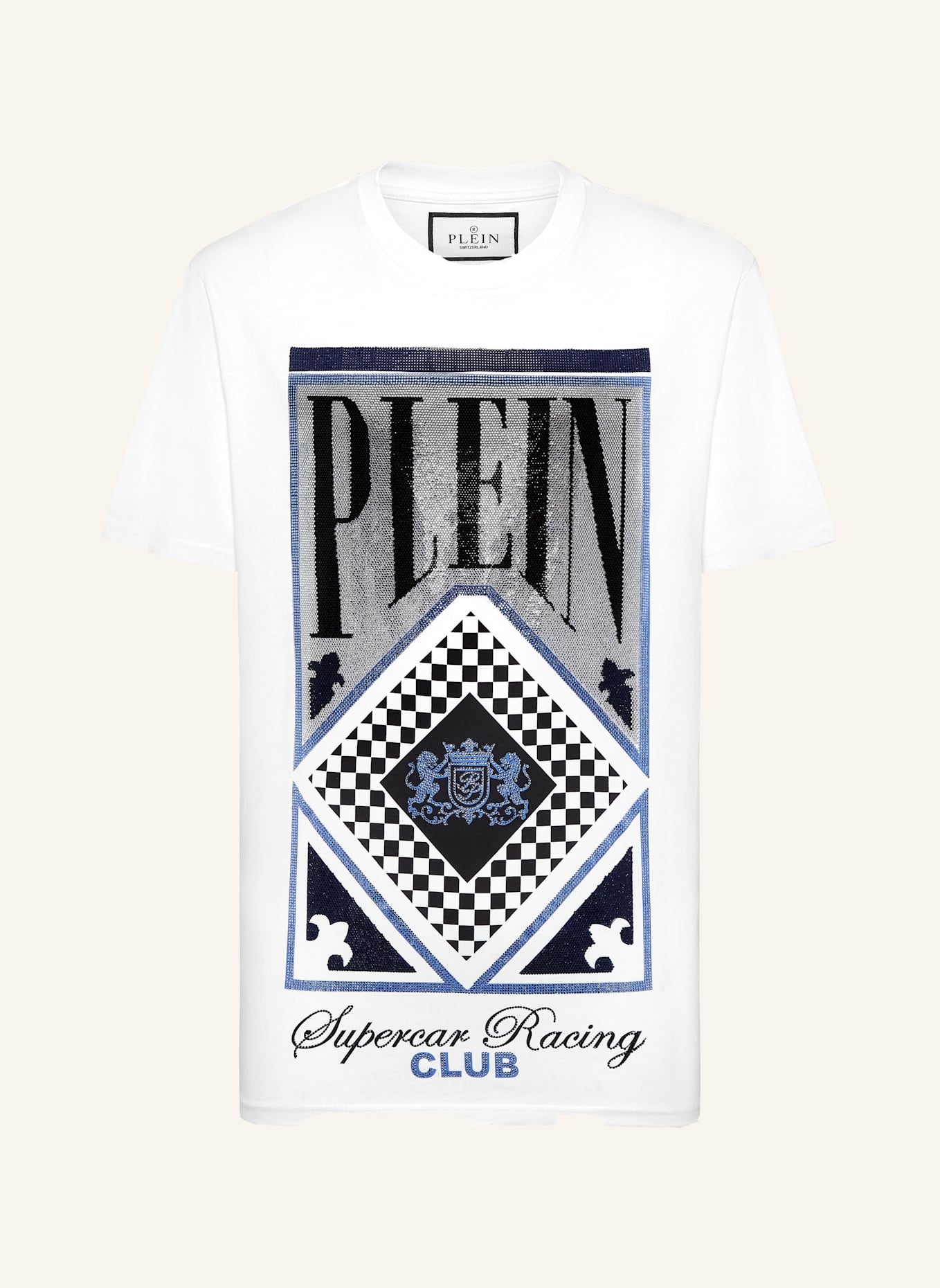 PHILIPP PLEIN T-Shirt Rundhalsausschnitt Ss RACING: WEISS