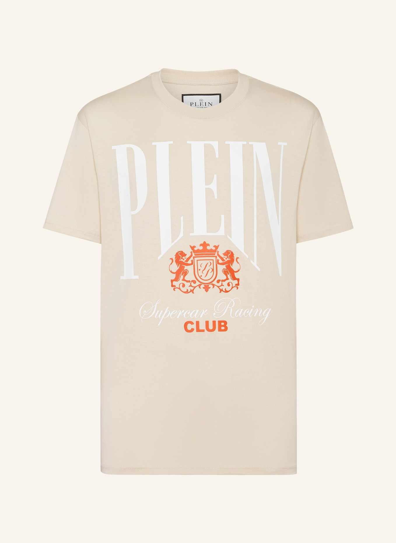 PHILIPP PLEIN T-Shirt Rundhalsausschnitt Ss RACING: BEIGE