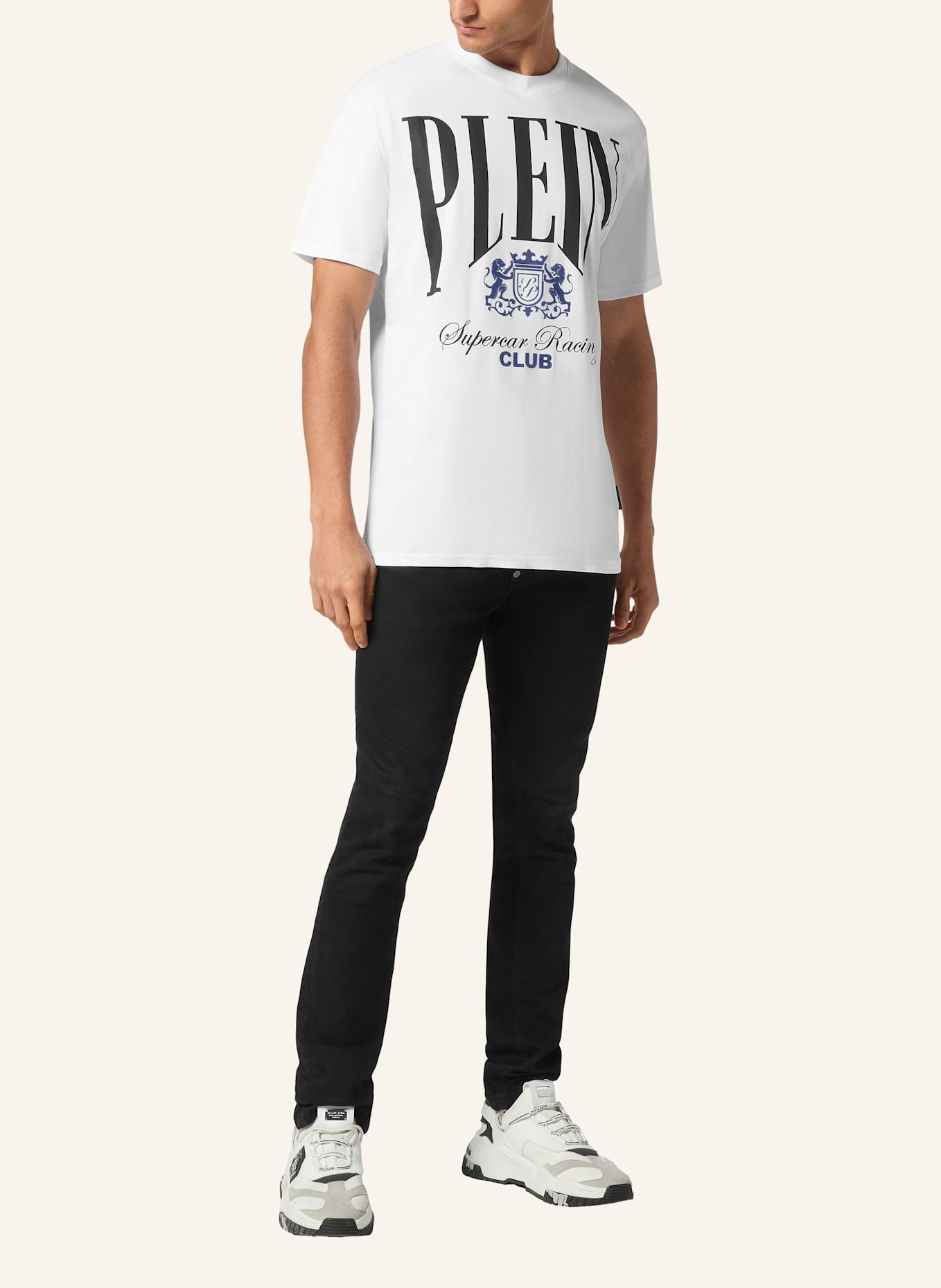 PHILIPP PLEIN T-Shirt Rundhalsausschnitt Ss RACING: WEISS