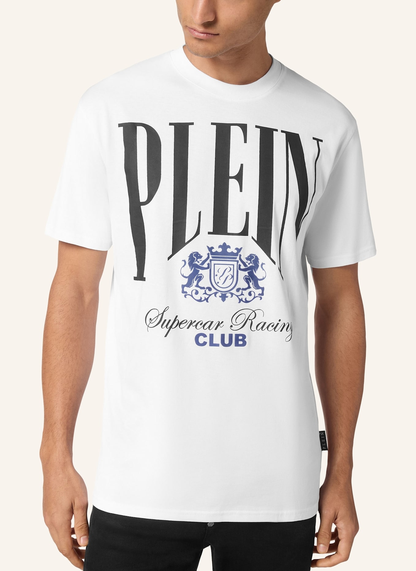 PHILIPP PLEIN T-Shirt Rundhalsausschnitt Ss RACING: WEISS