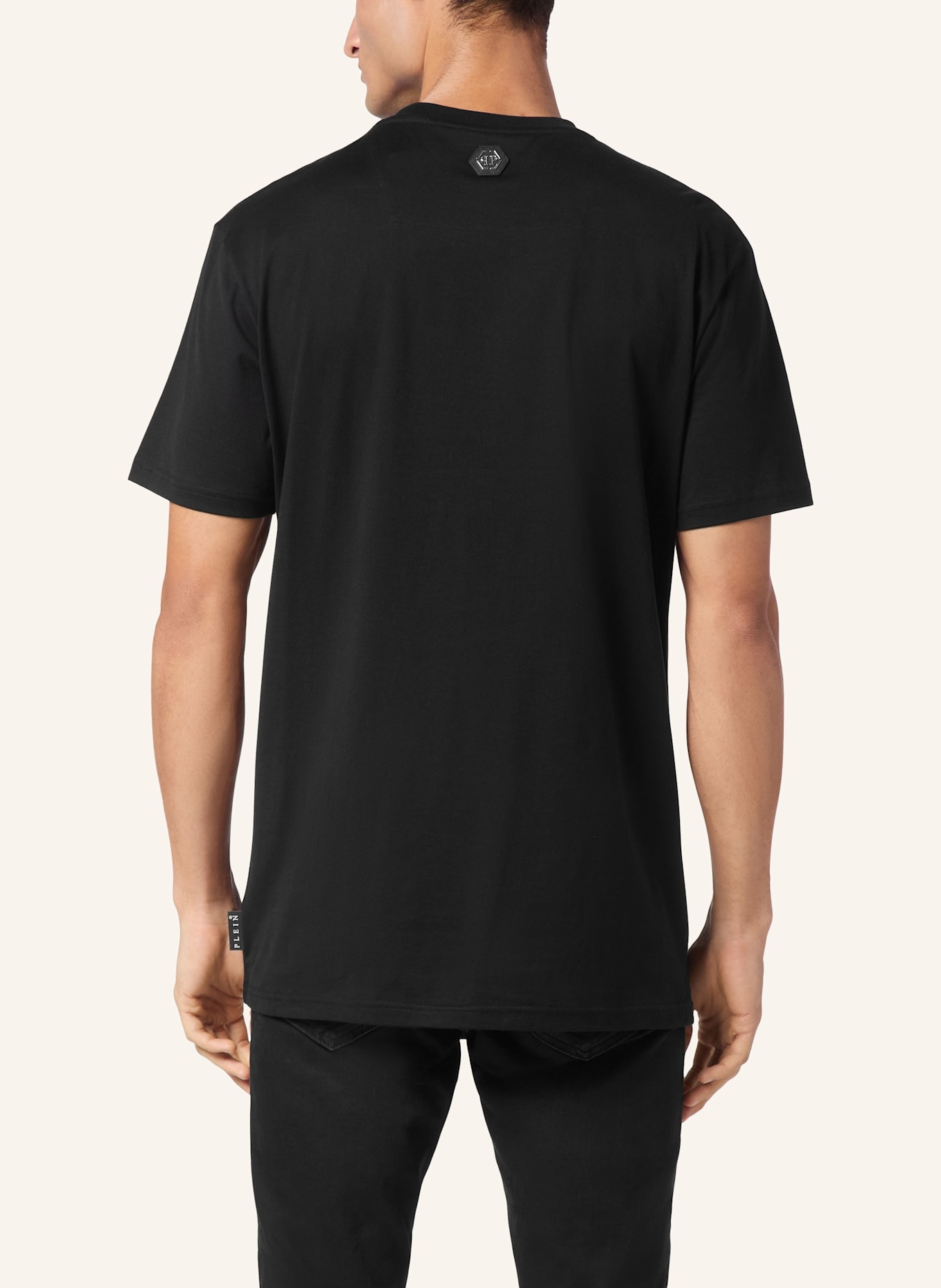 PHILIPP PLEIN T-Shirt Rundhalsausschnitt Ss RACING: SCHWARZ