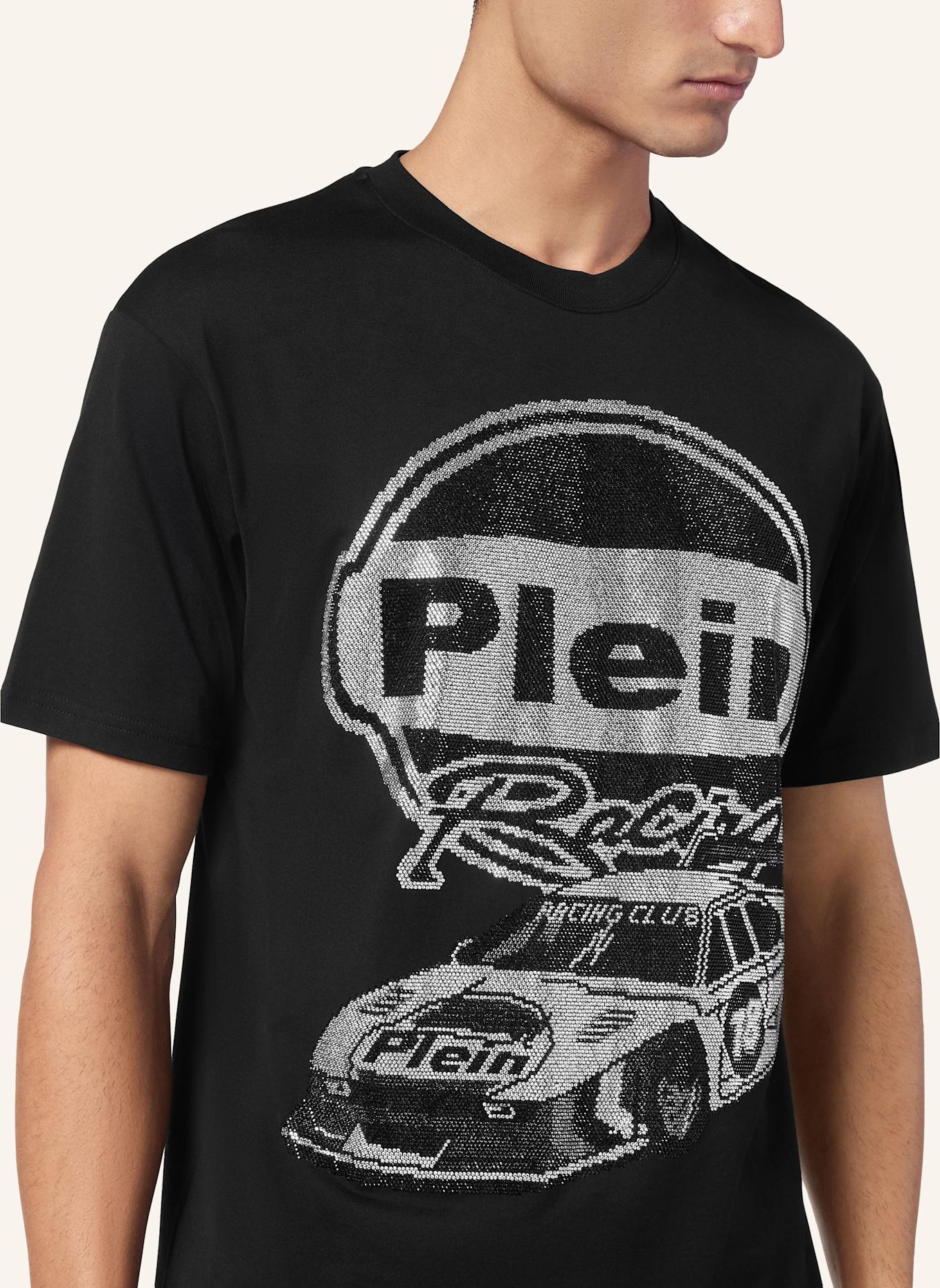 PHILIPP PLEIN T-Shirt Rundhalsausschnitt Ss RACING: SCHWARZ