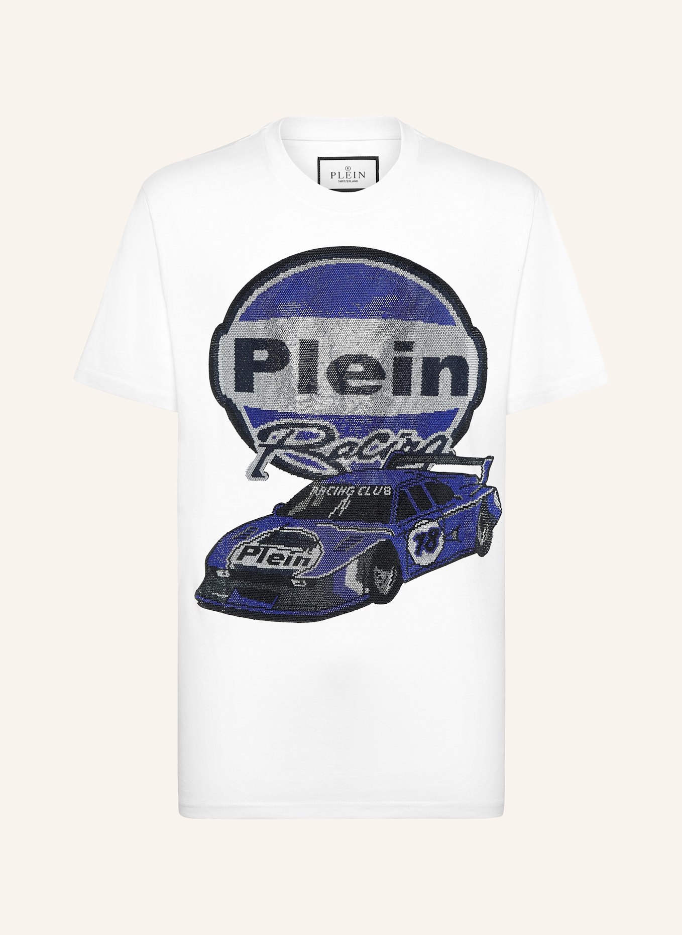 PHILIPP PLEIN T-Shirt Rundhalsausschnitt Ss RACING: WEISS