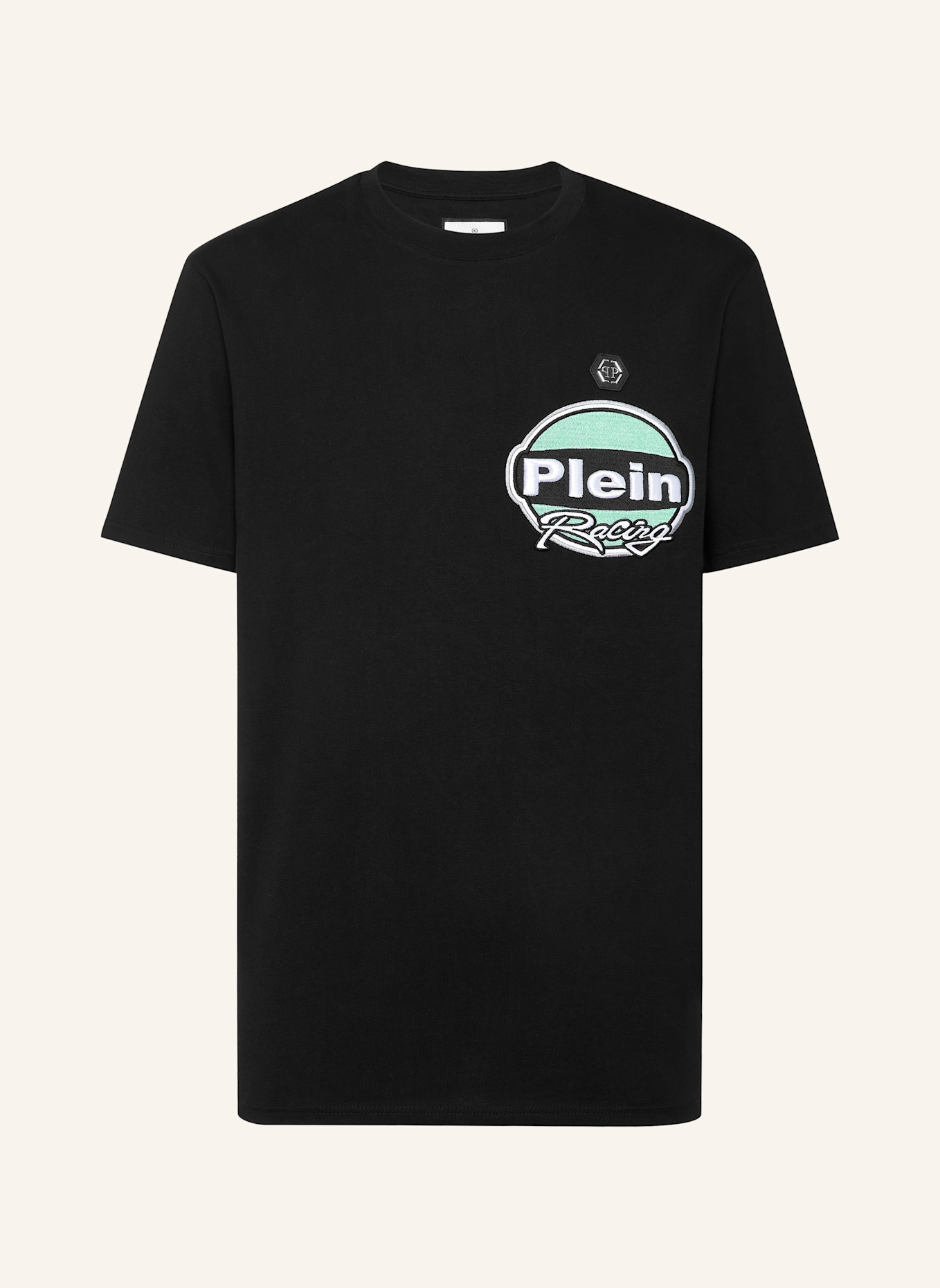 PHILIPP PLEIN T-Shirt Rundhalsausschnitt Ss RACING: SCHWARZ