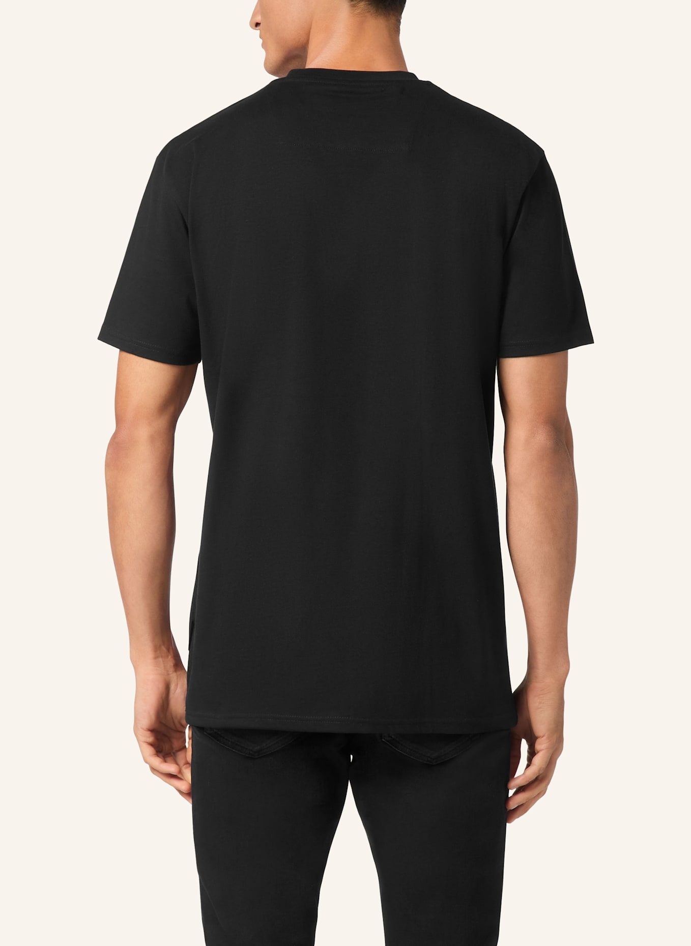 PHILIPP PLEIN T-Shirt Rundhalsausschnitt Ss RACING: SCHWARZ