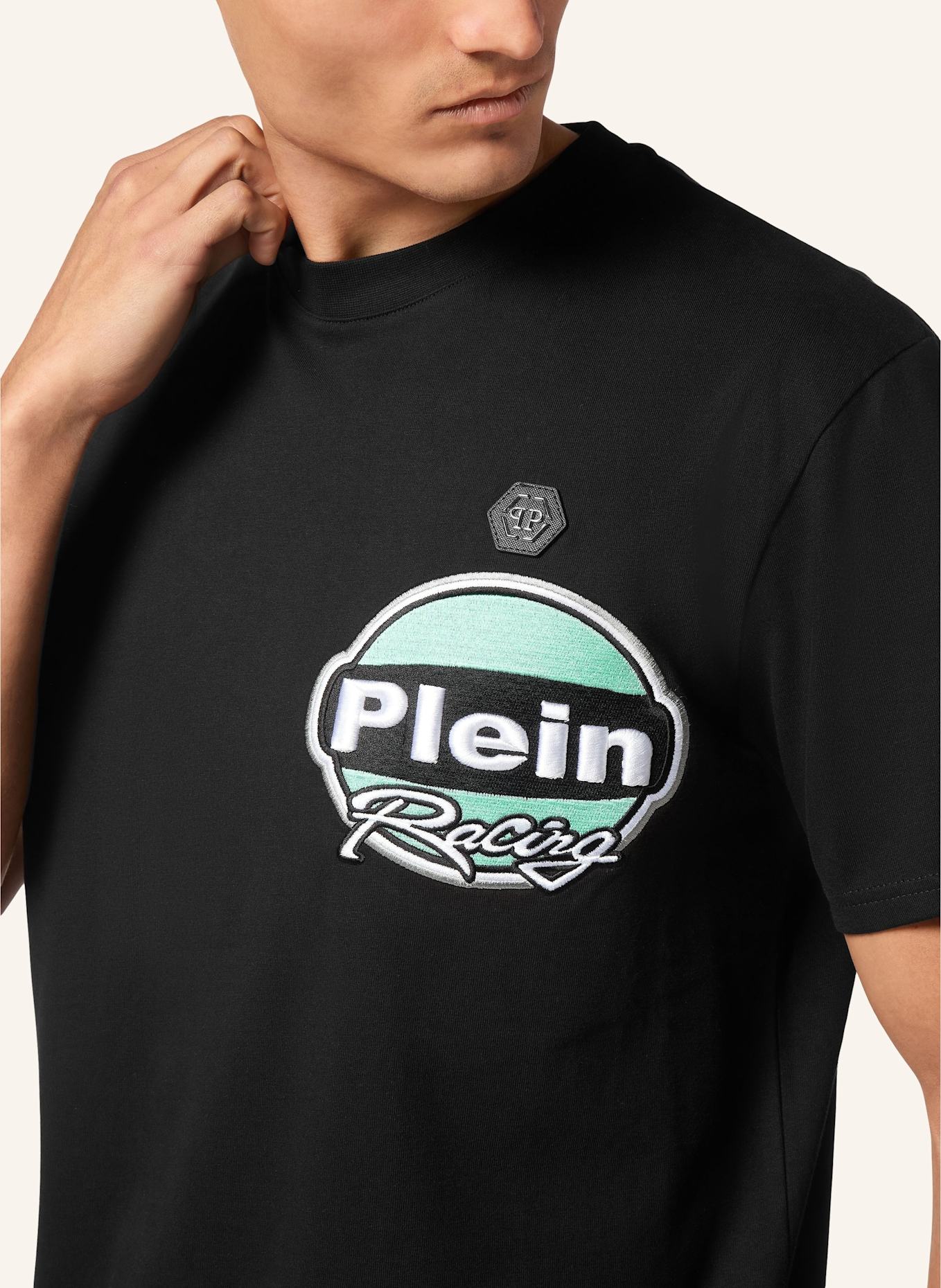 PHILIPP PLEIN T-Shirt Rundhalsausschnitt Ss RACING: SCHWARZ