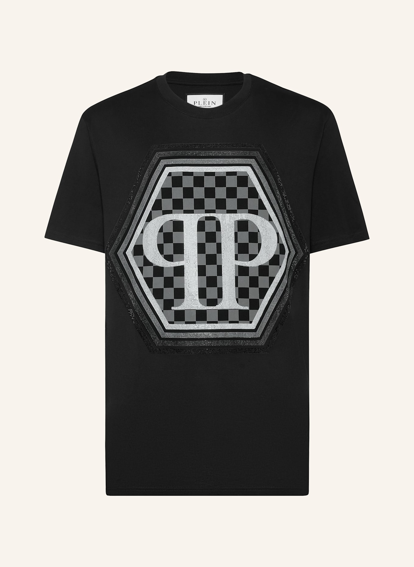 PHILIPP PLEIN T-Shirt Rundhalsausschnitt Ss HEXAGON: SCHWARZ