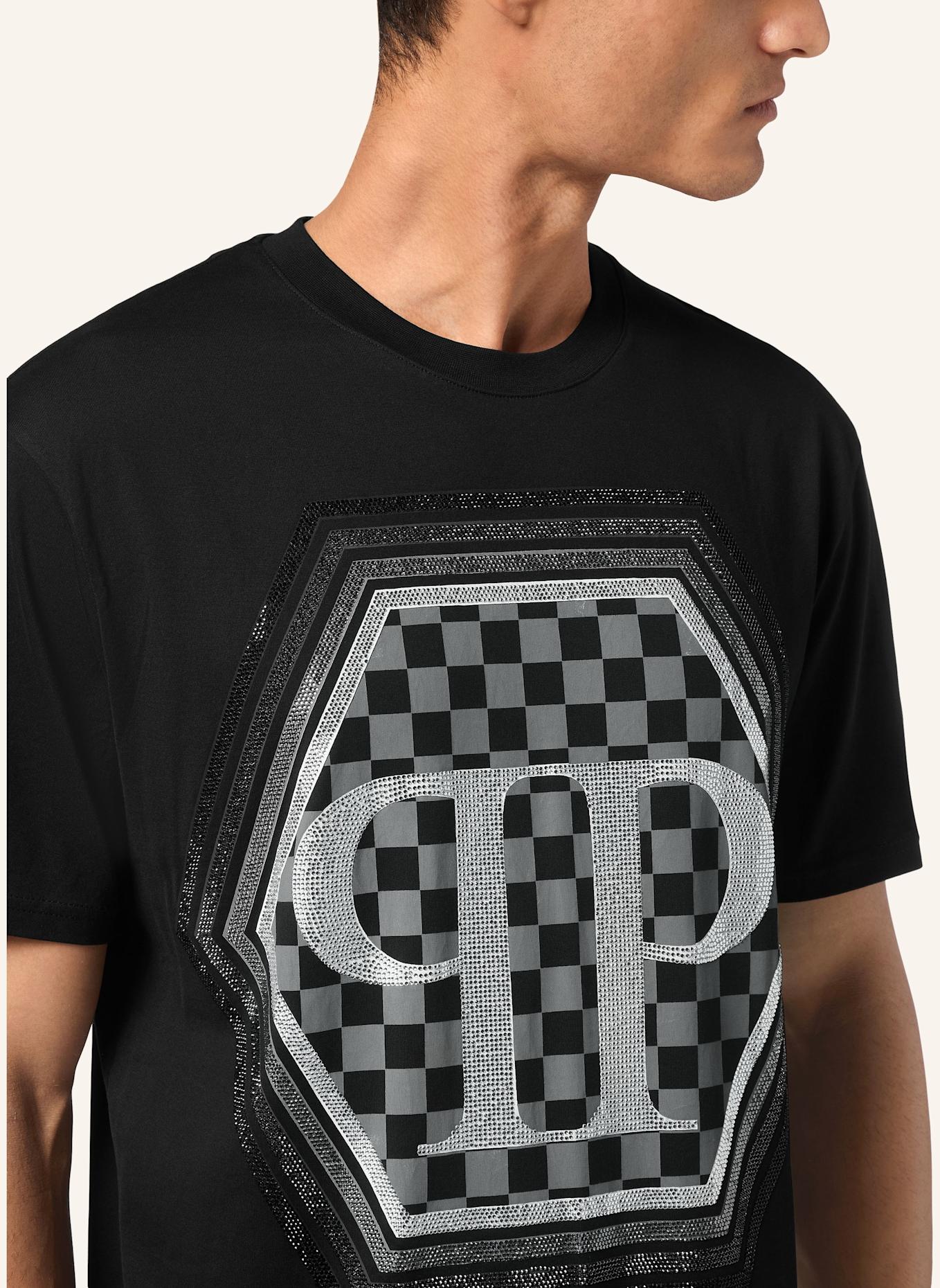 PHILIPP PLEIN T-Shirt Rundhalsausschnitt Ss HEXAGON: SCHWARZ