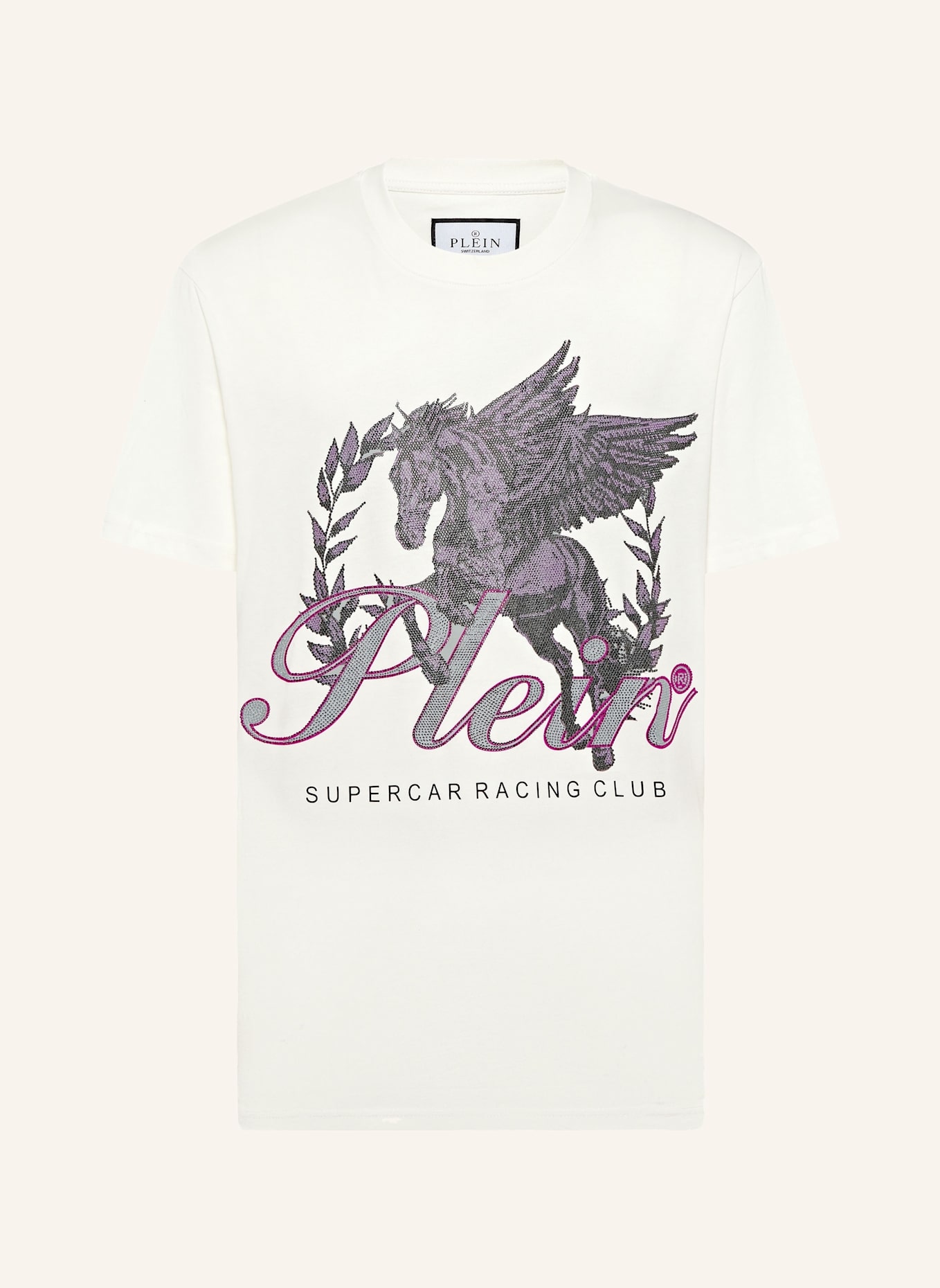 PHILIPP PLEIN T-Shirt Rundhalsausschnitt RACING: SCHWARZ