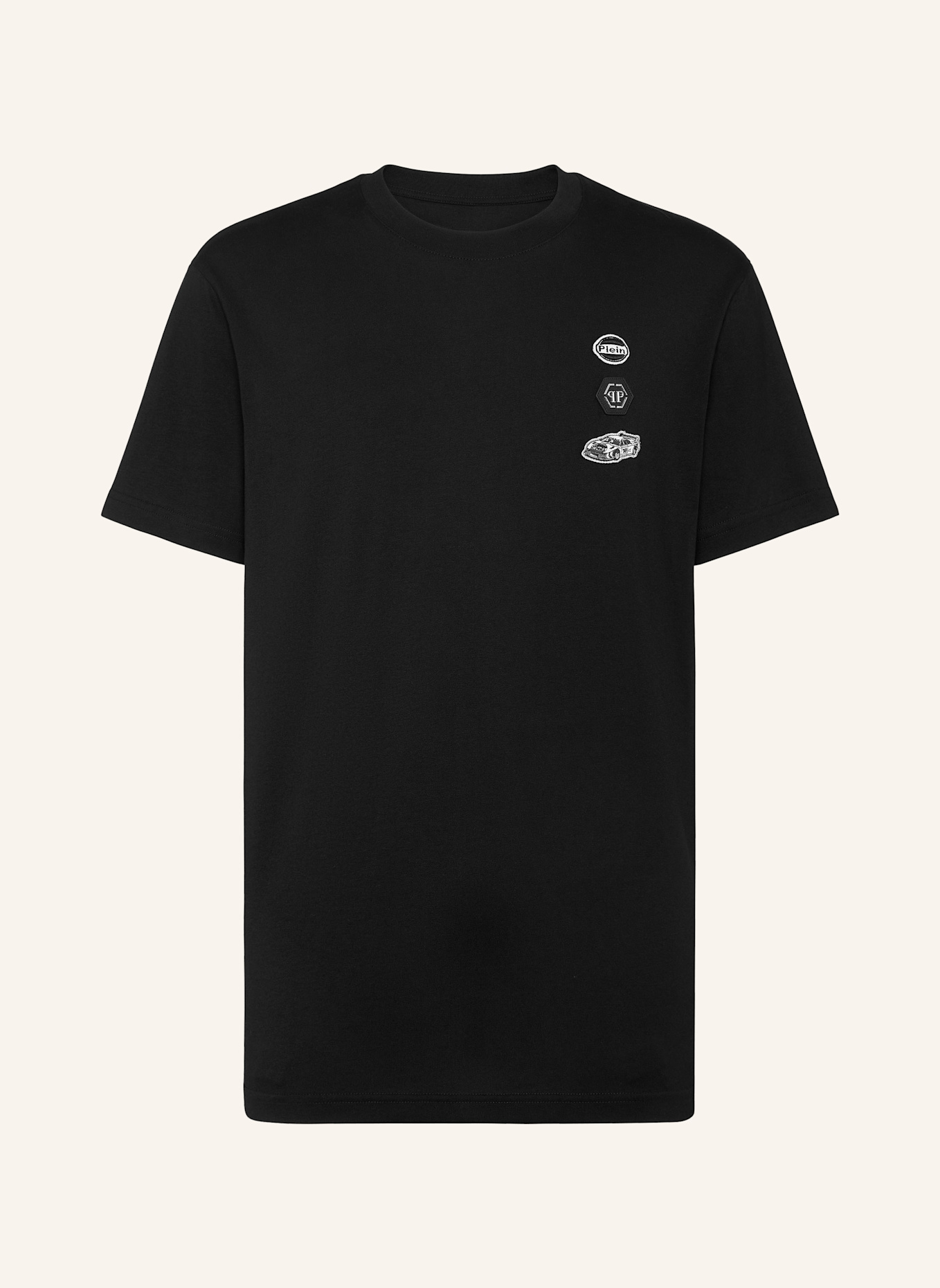 PHILIPP PLEIN T-Shirt Rundhalsausschnitt Ss RACING: SCHWARZ