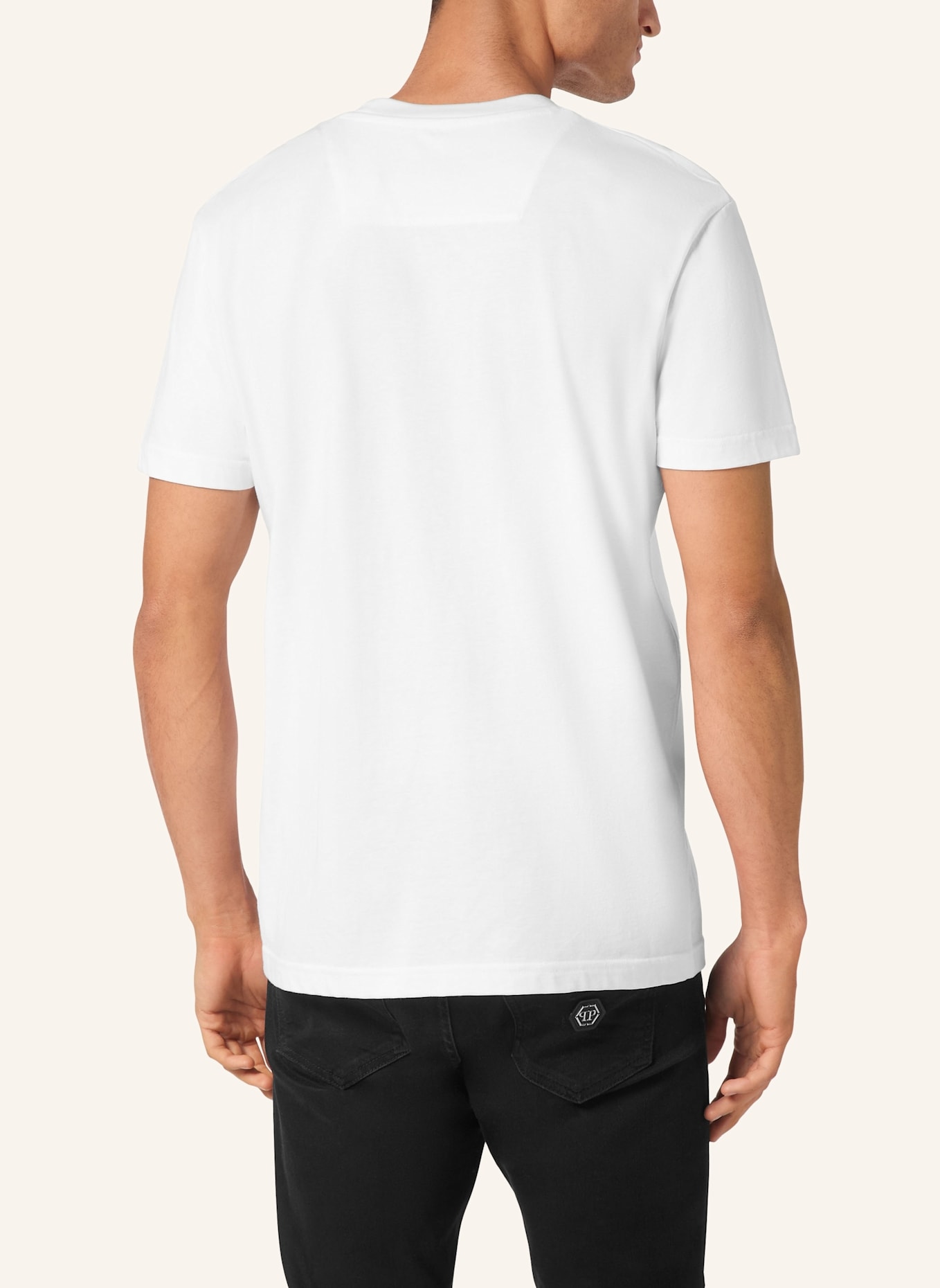 PHILIPP PLEIN T-Shirt Rundhalsausschnitt Ss RACING: WEISS