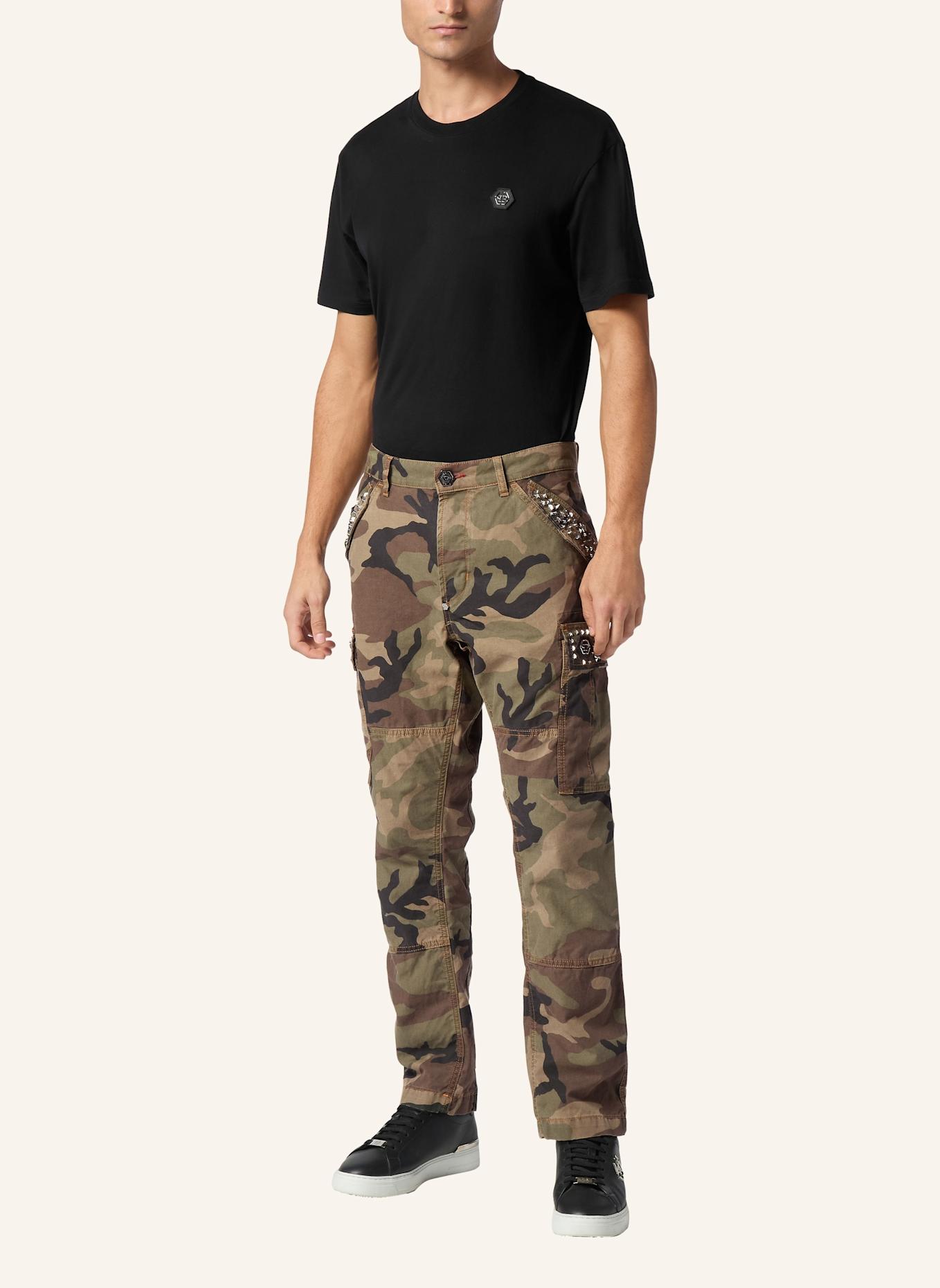 PHILIPP PLEIN Denim-Cargo-Hose: BEIGE/ DUNKELGRÜN/ BRAUN