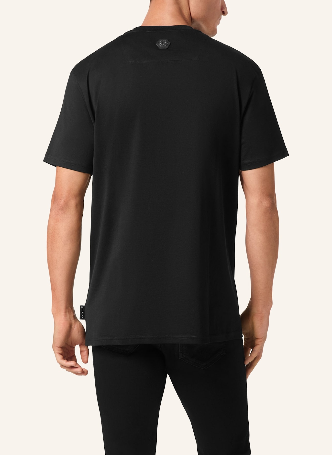 PHILIPP PLEIN T-Shirt Rundhalsausschnitt Ss RACING: SCHWARZ