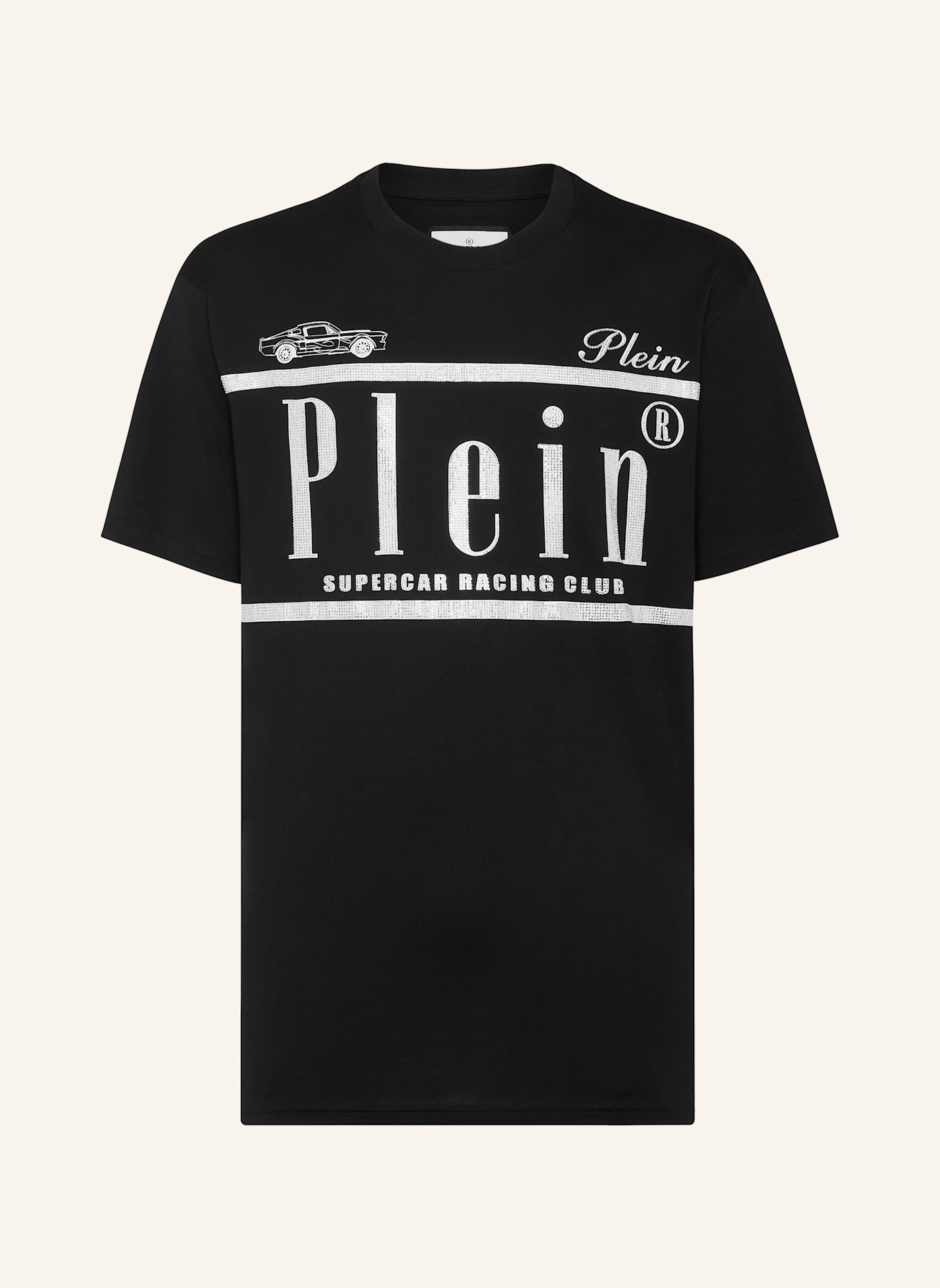 PHILIPP PLEIN T-Shirt Rundhalsausschnitt Ss RACING: SCHWARZ