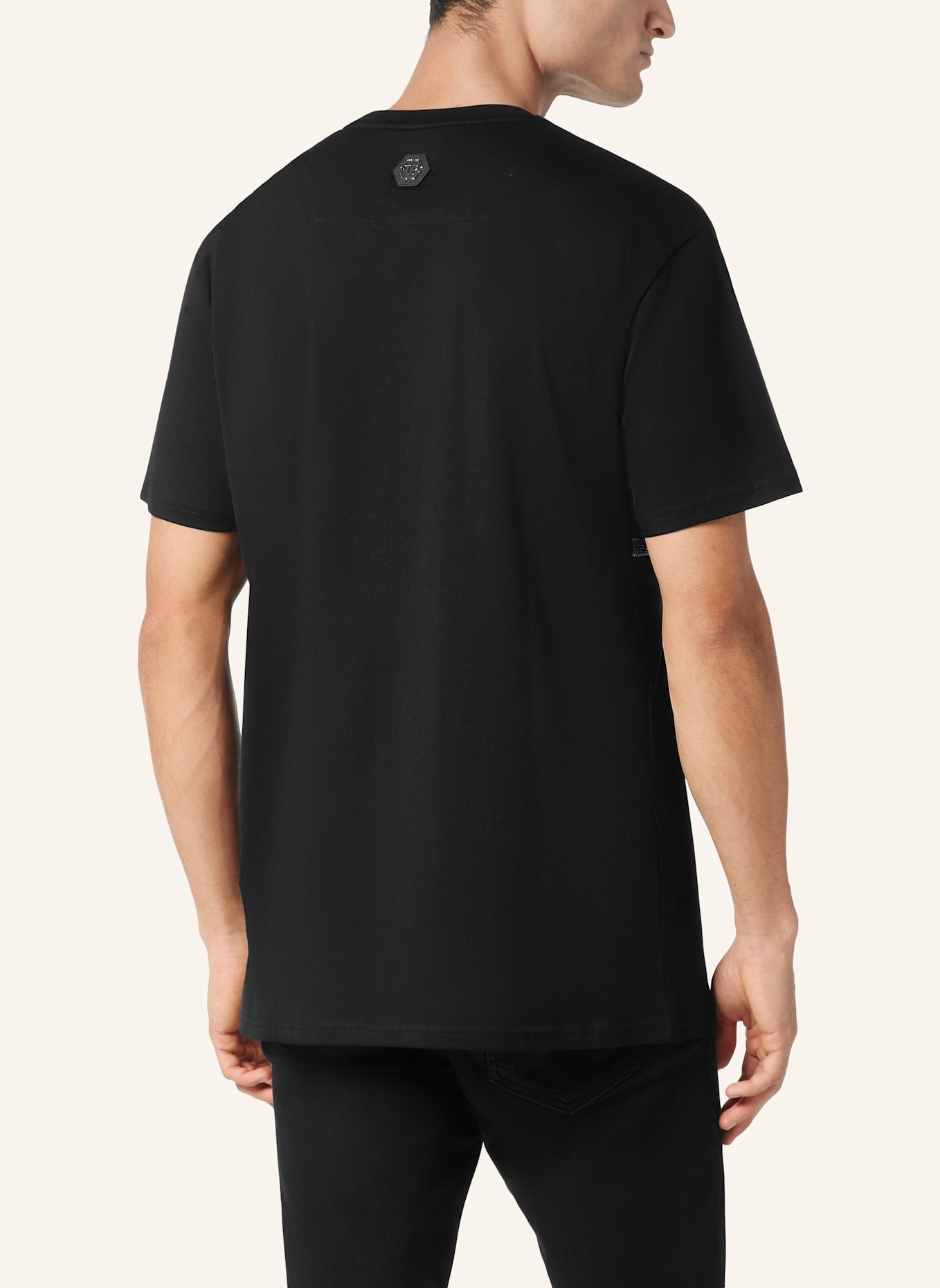 PHILIPP PLEIN T-Shirt Rundhalsausschnitt Ss RACING: SCHWARZ