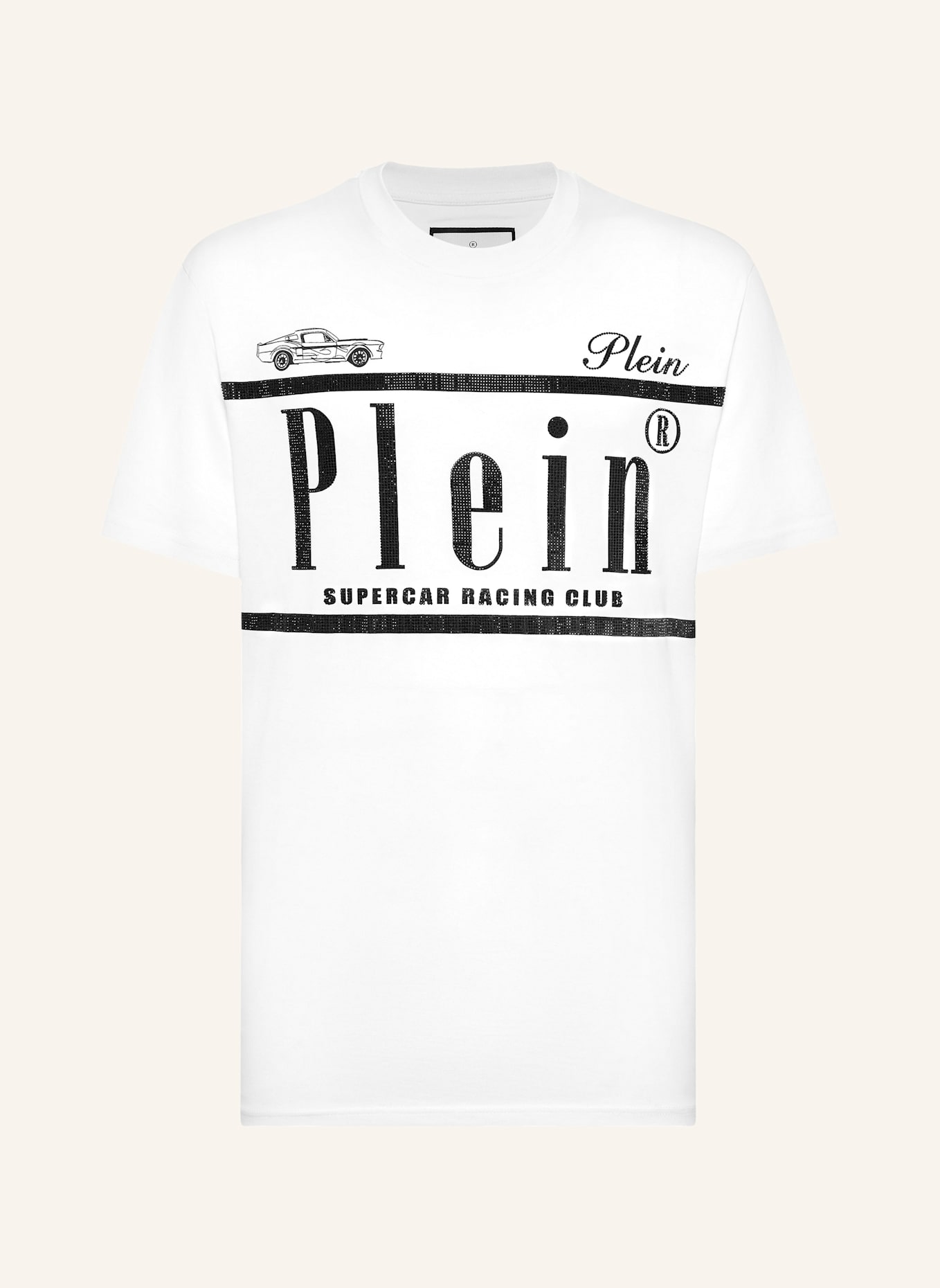 PHILIPP PLEIN T-Shirt Rundhalsausschnitt Ss RACING: WEISS