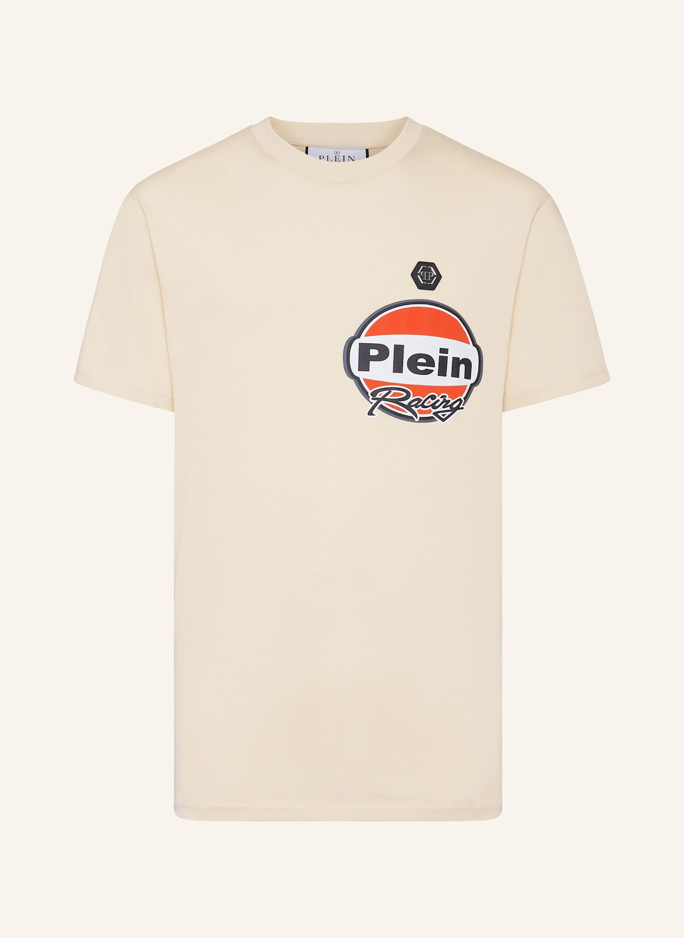 PHILIPP PLEIN T-Shirt Rundhalsausschnitt Ss RACING: BEIGE