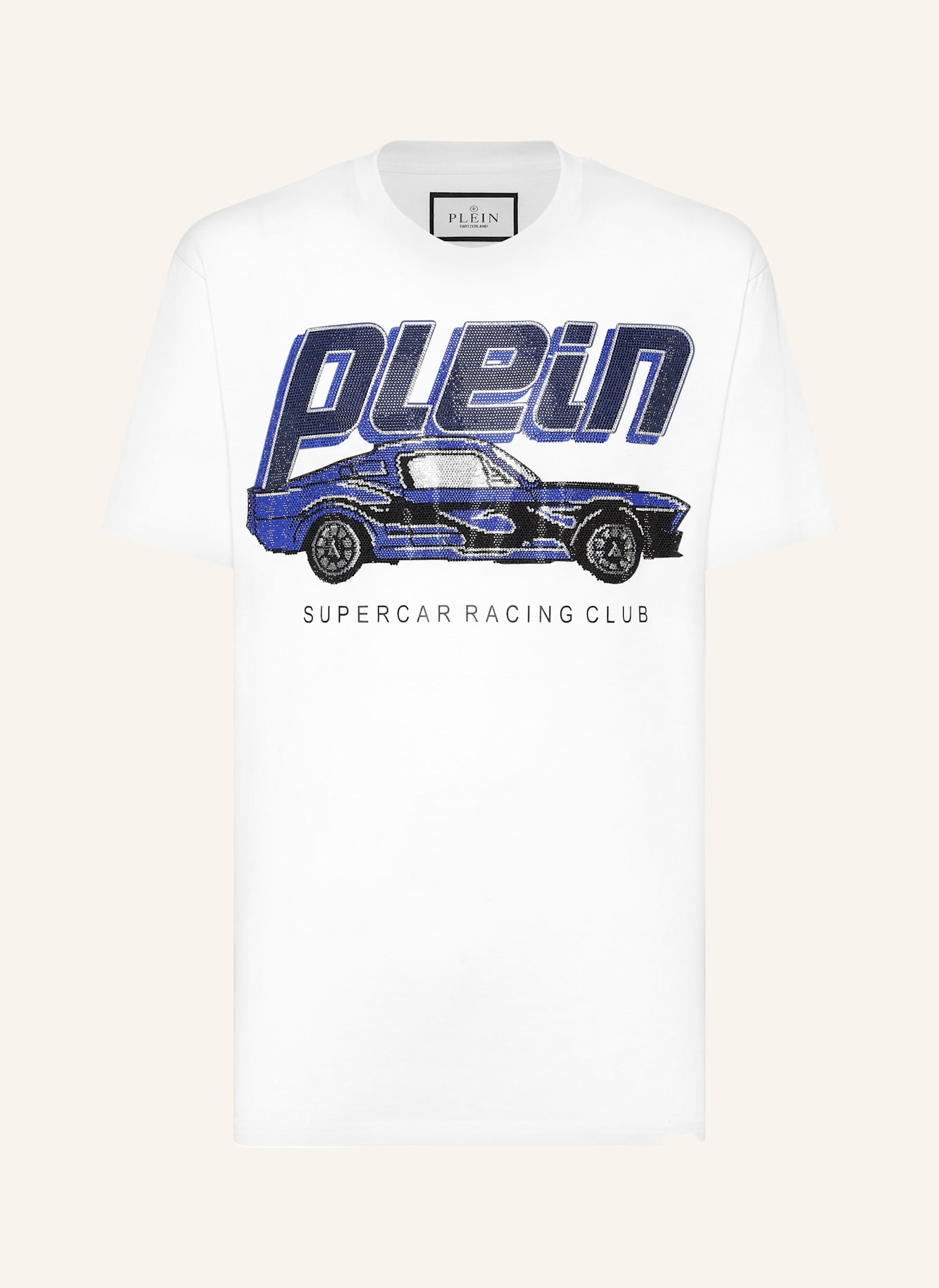 PHILIPP PLEIN T-Shirt Rundhalsausschnitt Ss RACING: WEISS