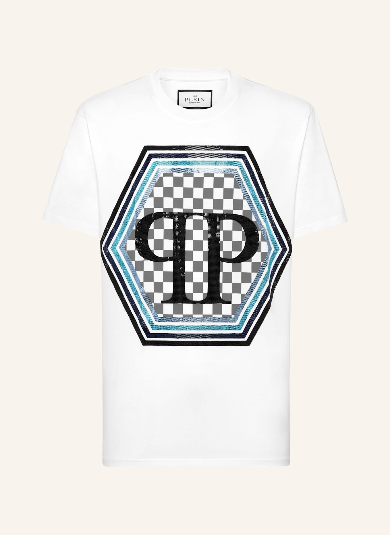 PHILIPP PLEIN T-Shirt Rundhalsausschnitt Ss HEXAGON: WEISS