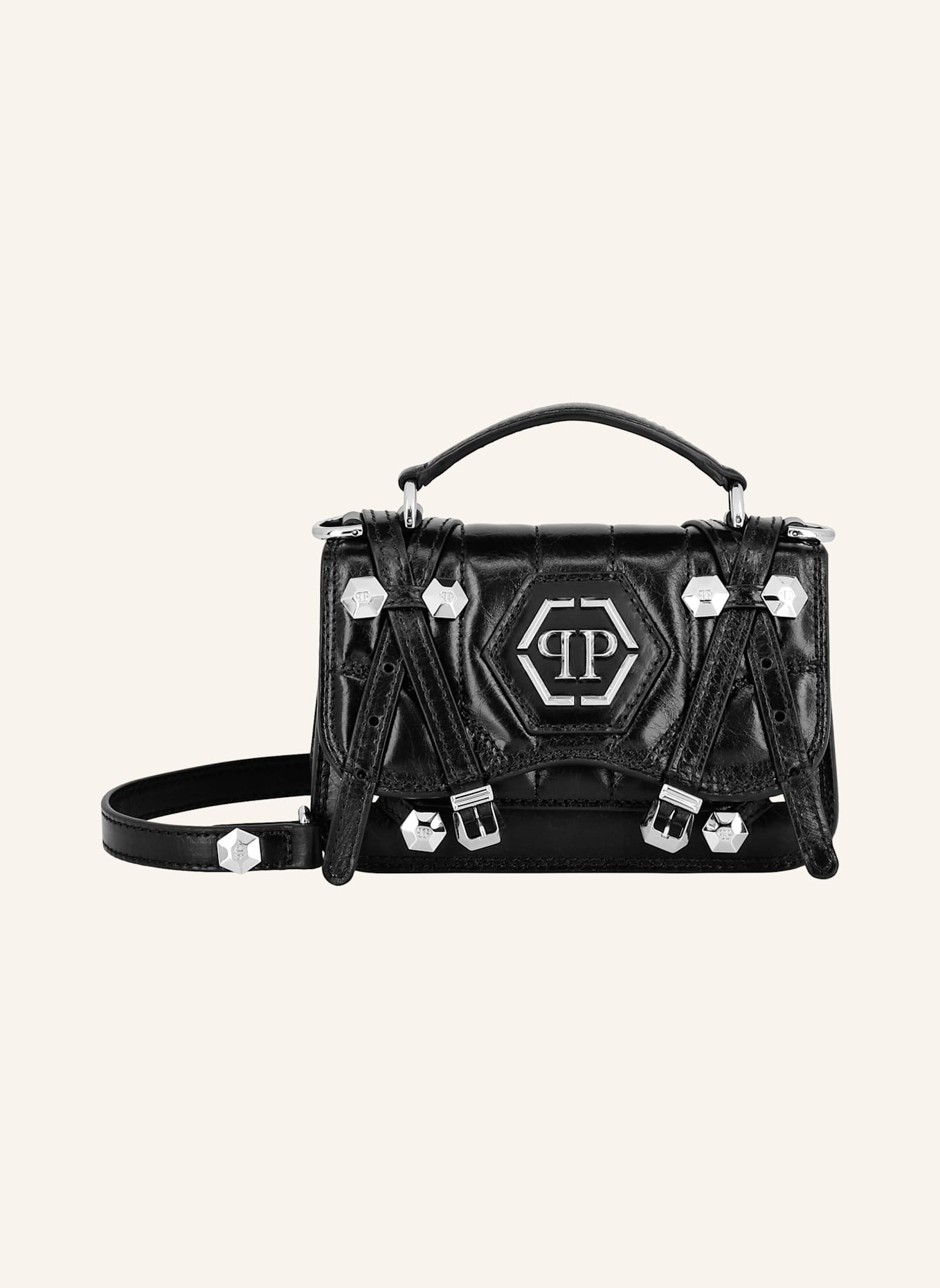 PHILIPP PLEIN Henkel Tasche HEXAGON: SCHWARZ