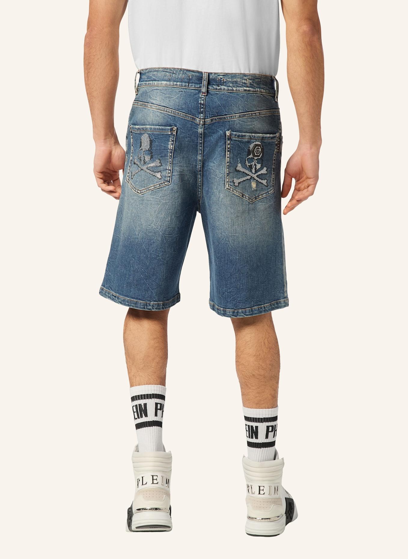 PHILIPP PLEIN JEANSSHORTS FERMENTERA SKULL: BLAU