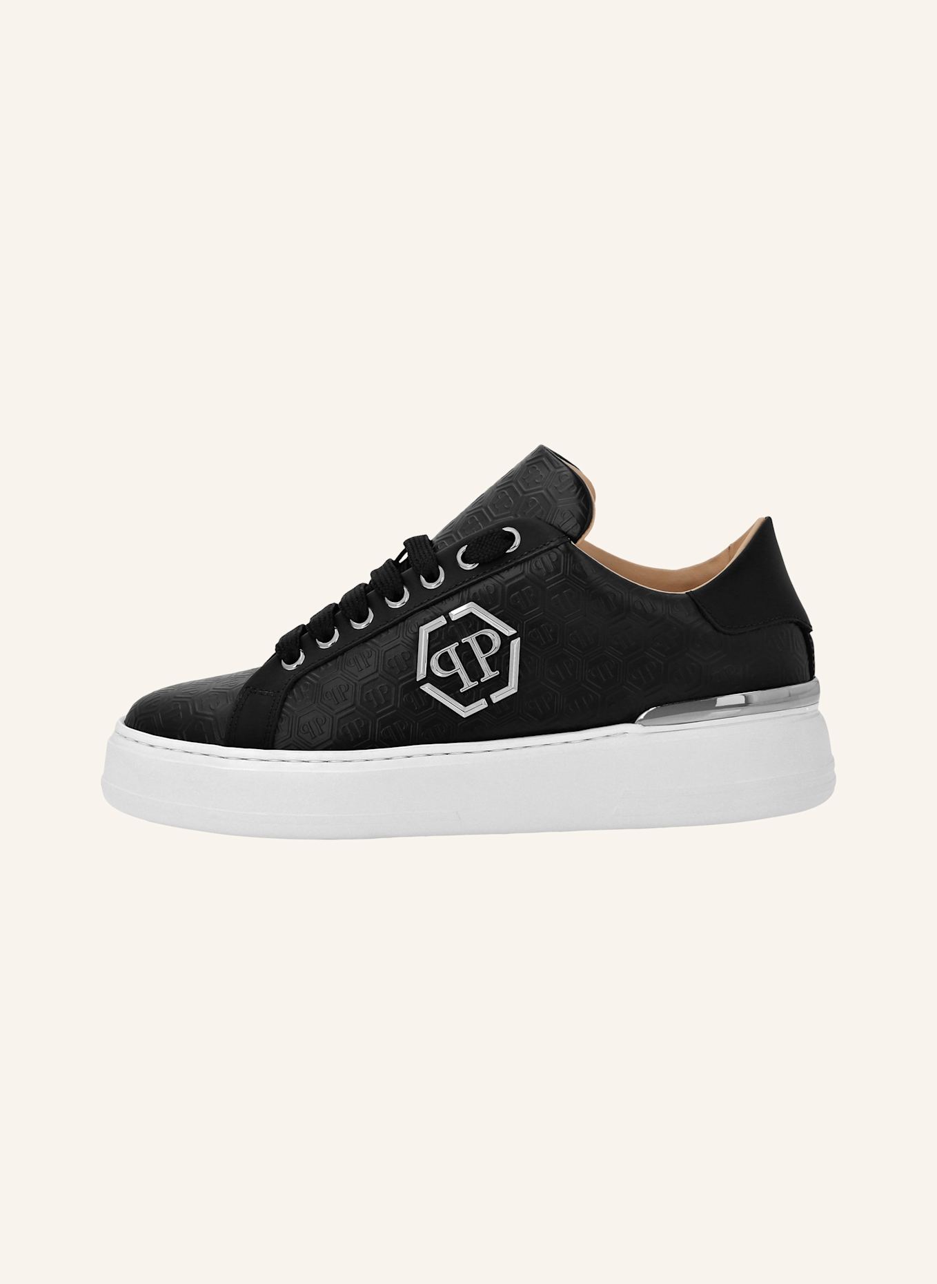PHILIPP PLEIN Leder Sneaker MONOGRAM: SCHWARZ