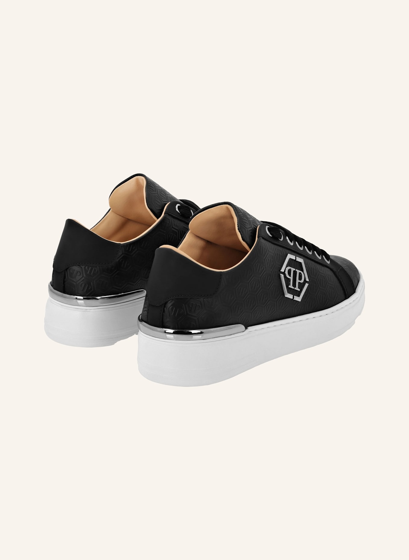 PHILIPP PLEIN Leder Sneaker MONOGRAM: SCHWARZ