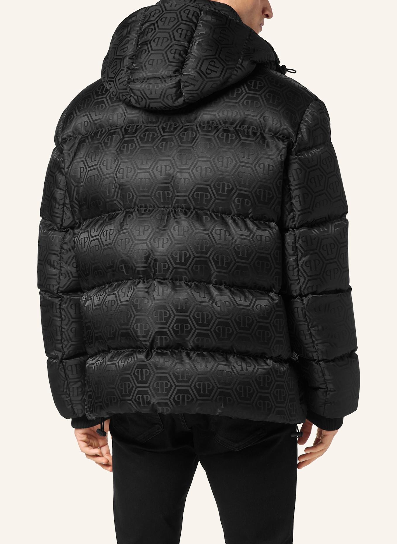 PHILIPP PLEIN Daunenjacke mit Waschbärfell: SCHWARZ