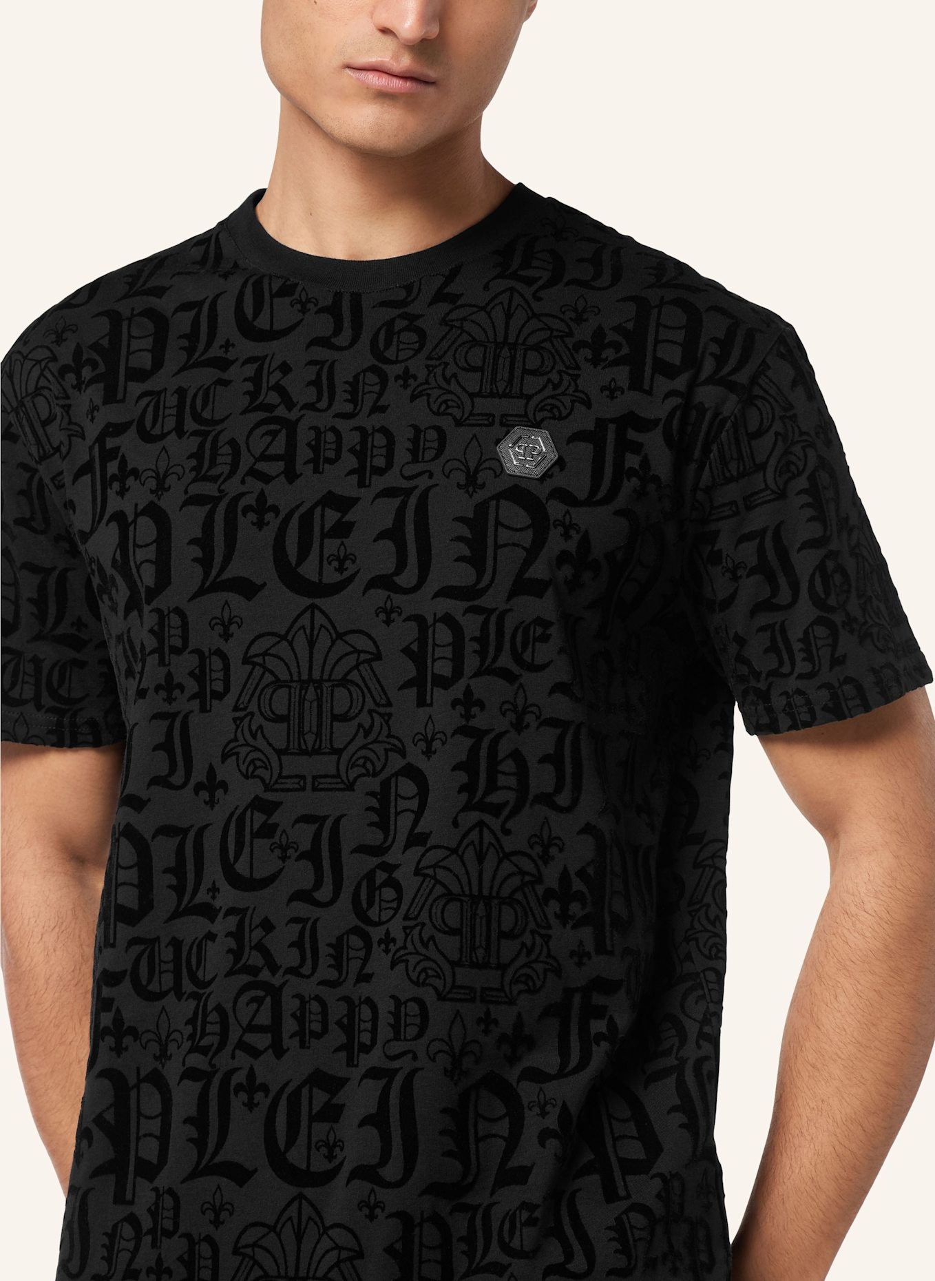 PHILIPP PLEIN T-Shirt Rundhalsausschnitt Ss GOTHIC PLEIN: SCHWARZ