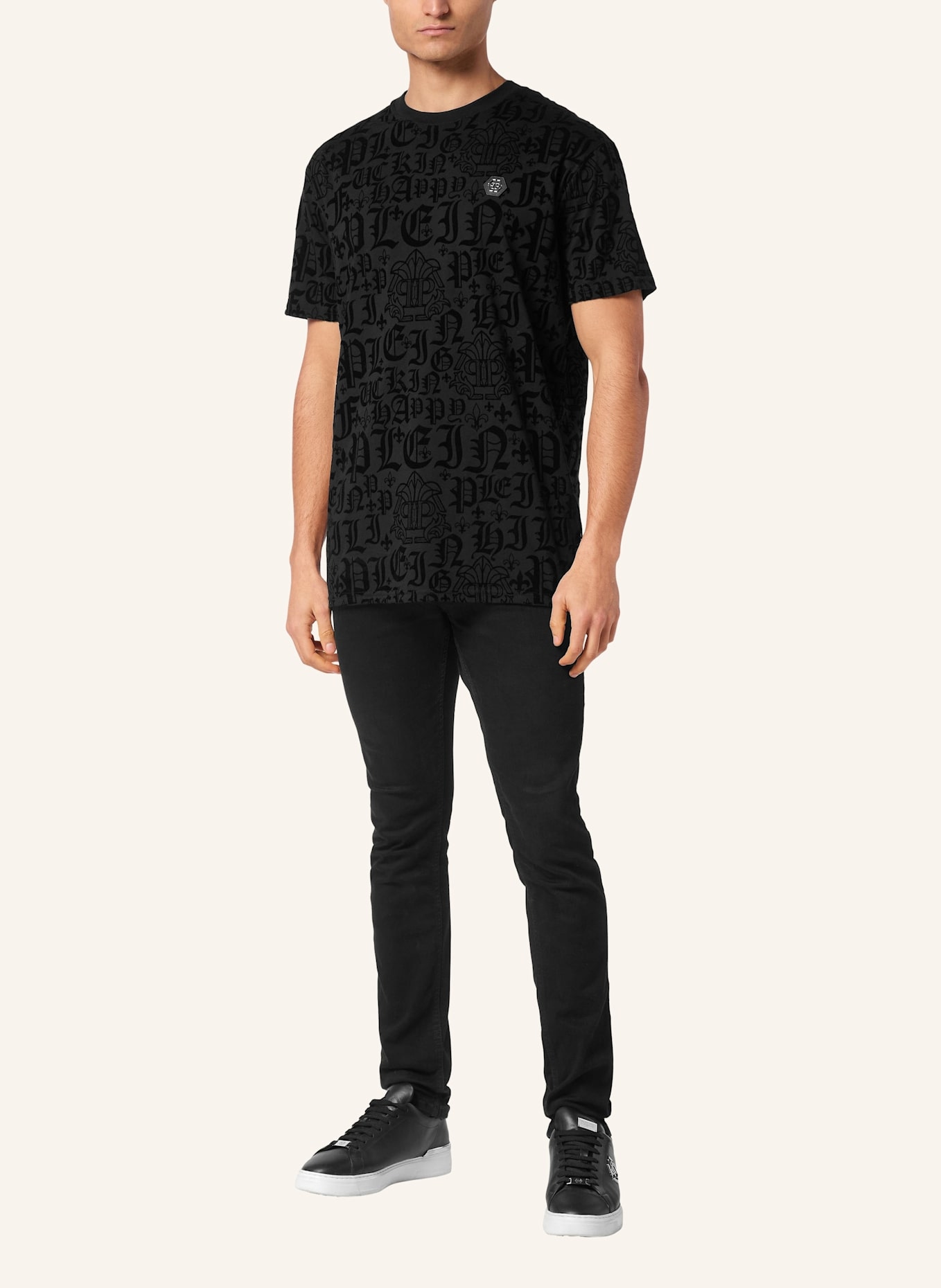 PHILIPP PLEIN T-Shirt Rundhalsausschnitt Ss GOTHIC PLEIN: SCHWARZ