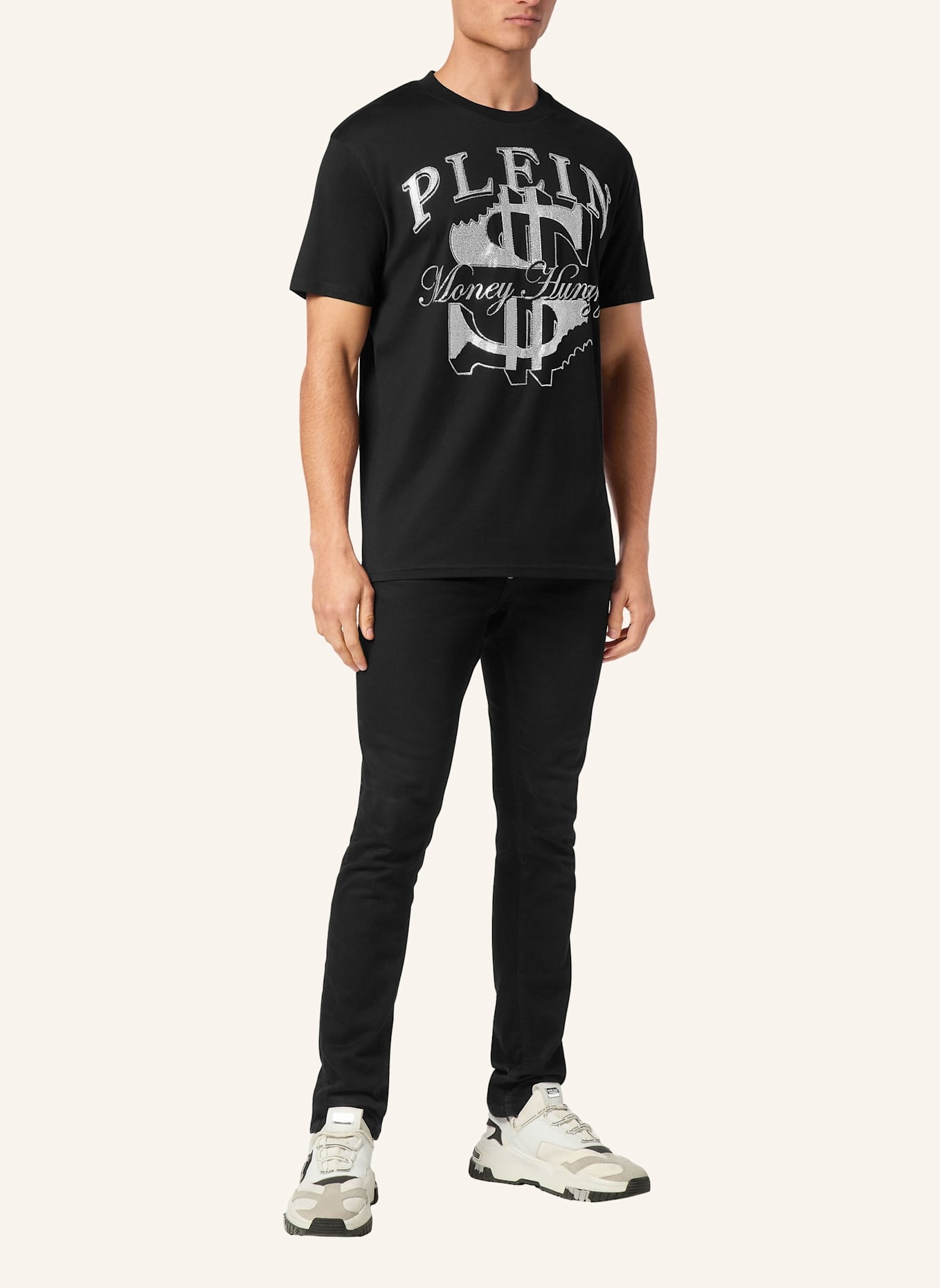 PHILIPP PLEIN T-Shirt Rundhalsausschnitt Ss: SCHWARZ