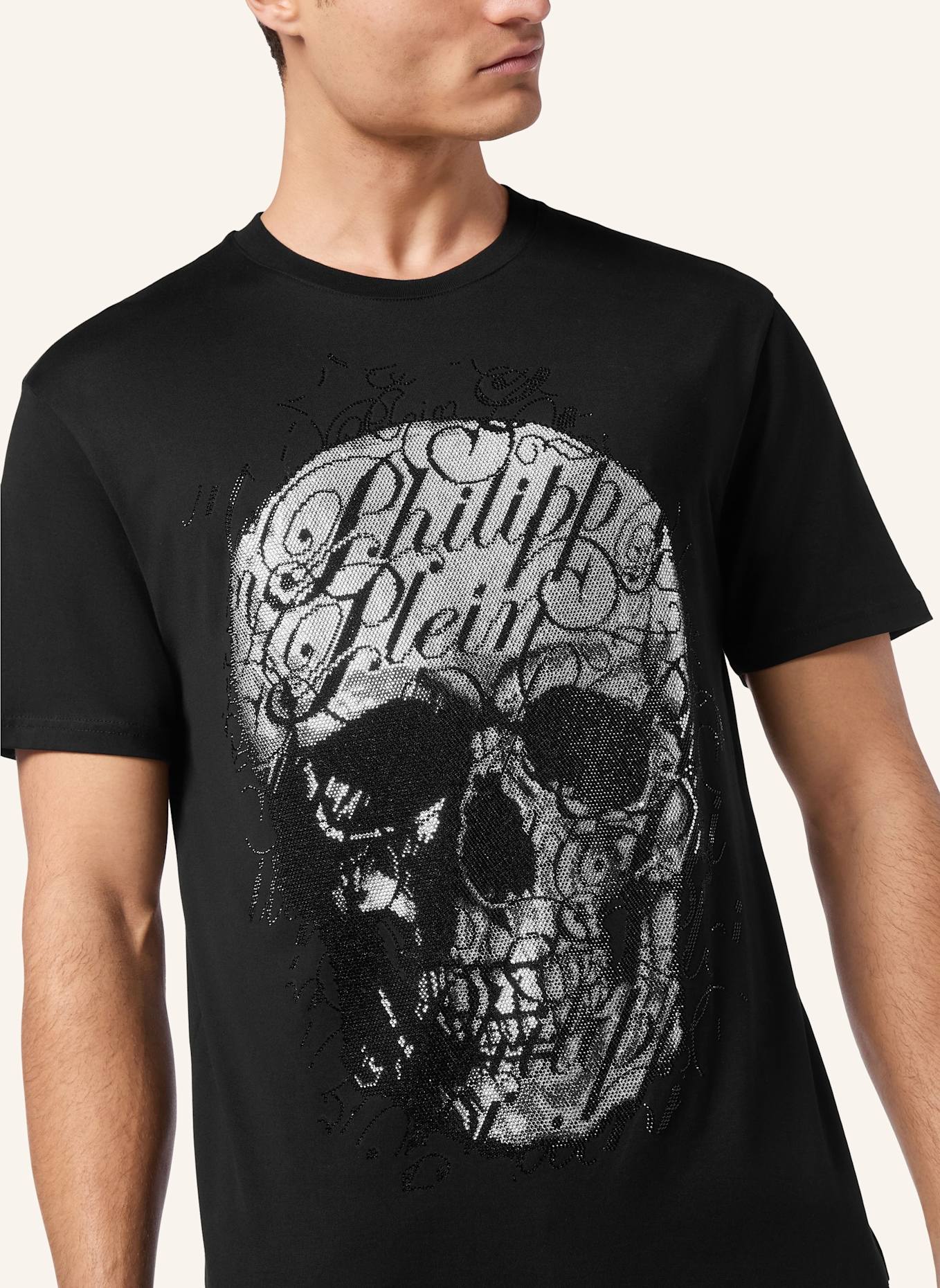 PHILIPP PLEIN T-Shirt Rundhalsausschnitt Ss SKULL: SCHWARZ
