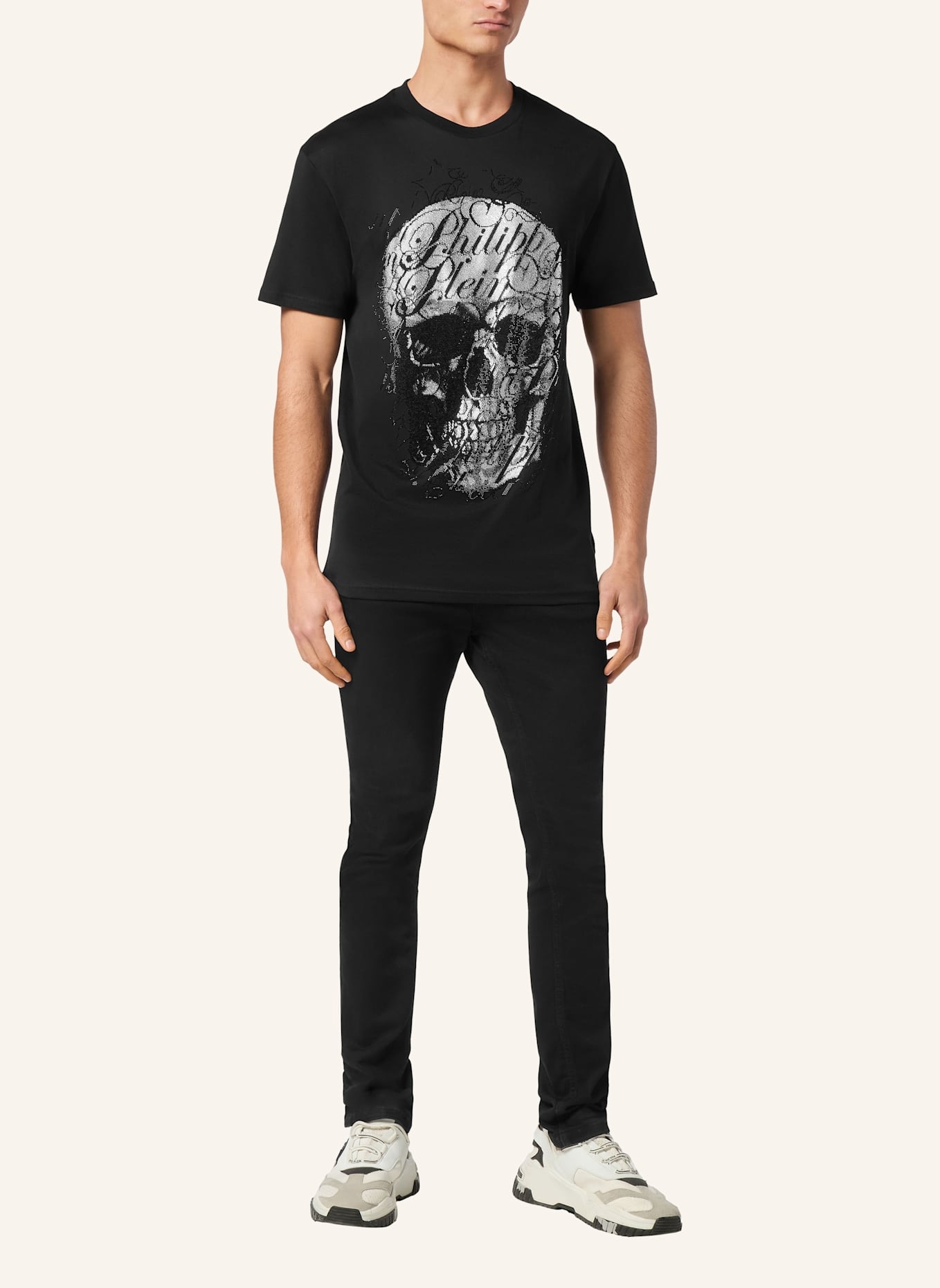 PHILIPP PLEIN T-Shirt Rundhalsausschnitt Ss SKULL: SCHWARZ