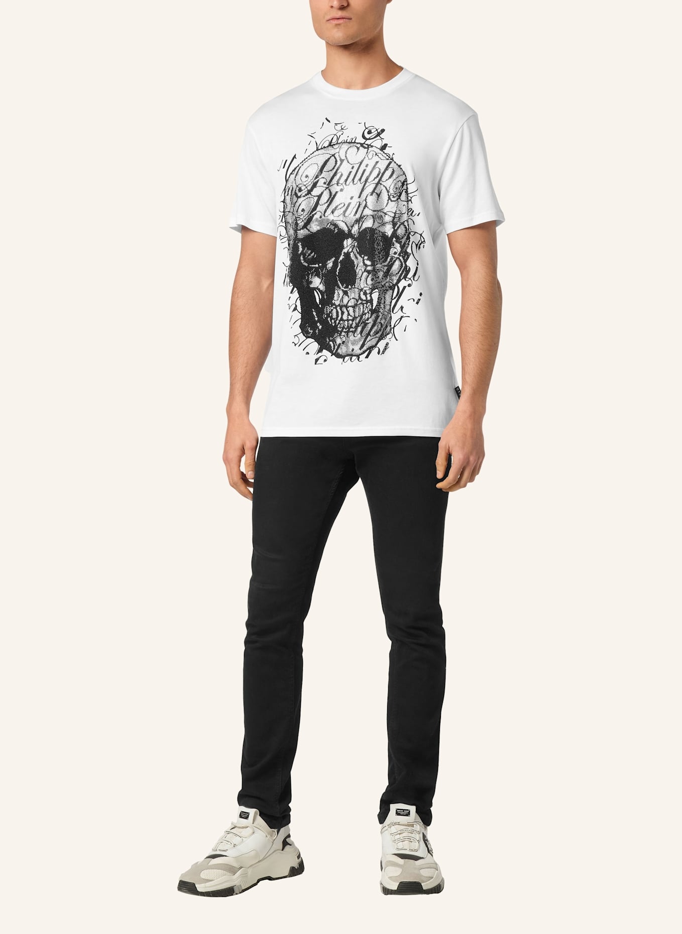 PHILIPP PLEIN T-Shirt Rundhalsausschnitt Ss SKULL: WEISS