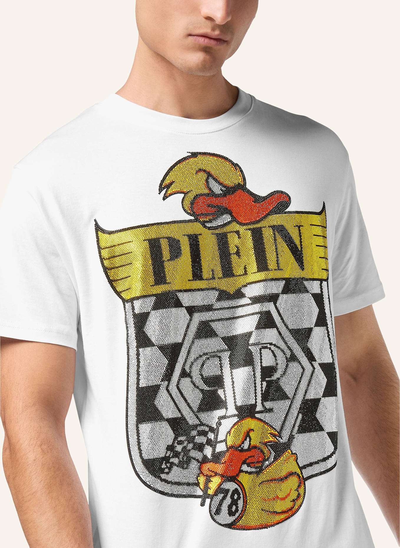PHILIPP PLEIN T-Shirt Rundhalsausschnitt Ss DUCK: WEISS
