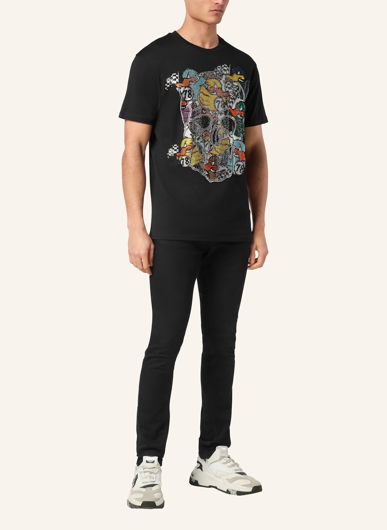 PHILIPP PLEIN T-Shirt Rundhalsausschnitt Ss DUCK: SCHWARZ