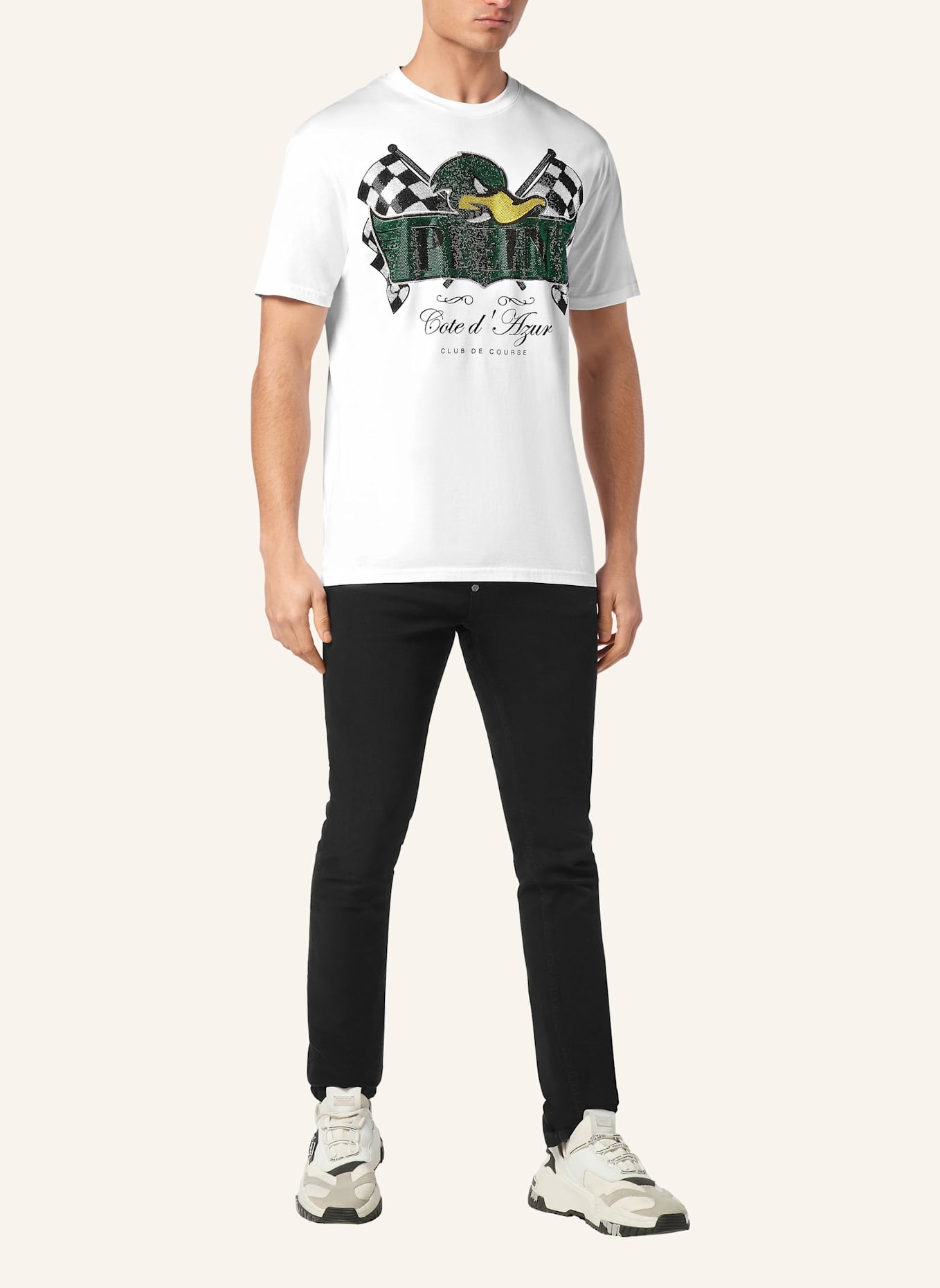 PHILIPP PLEIN T-Shirt Rundhalsausschnitt Ss DUCK: WEISS