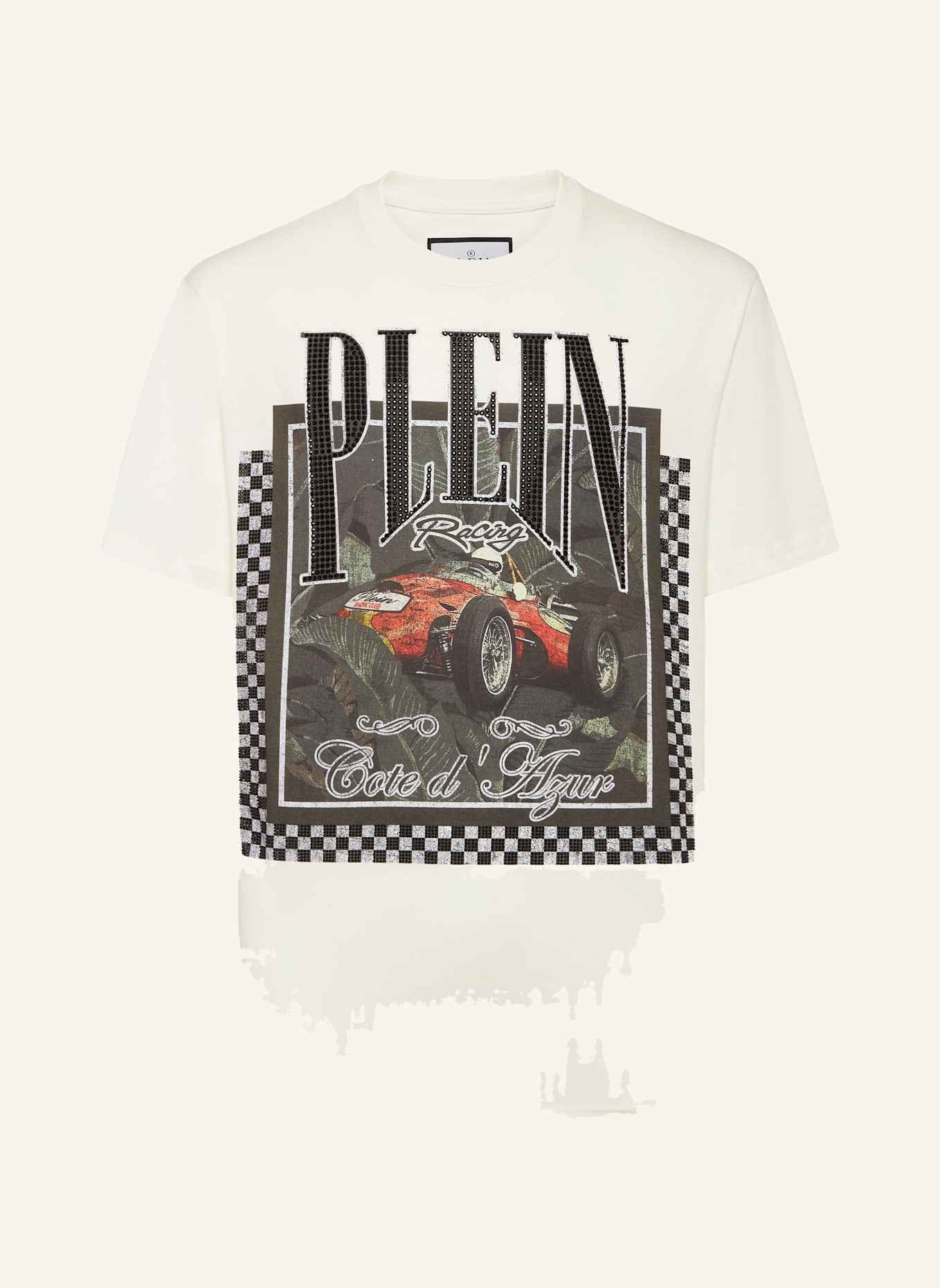 PHILIPP PLEIN T-Shirt Rundhalsausschnitt Ss RACING: SCHWARZ