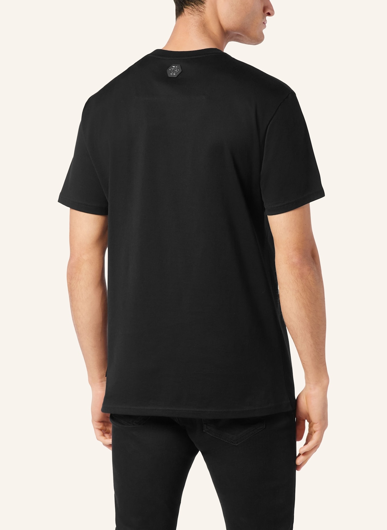 PHILIPP PLEIN T-Shirt Rundhalsausschnitt Ss RACING: SCHWARZ