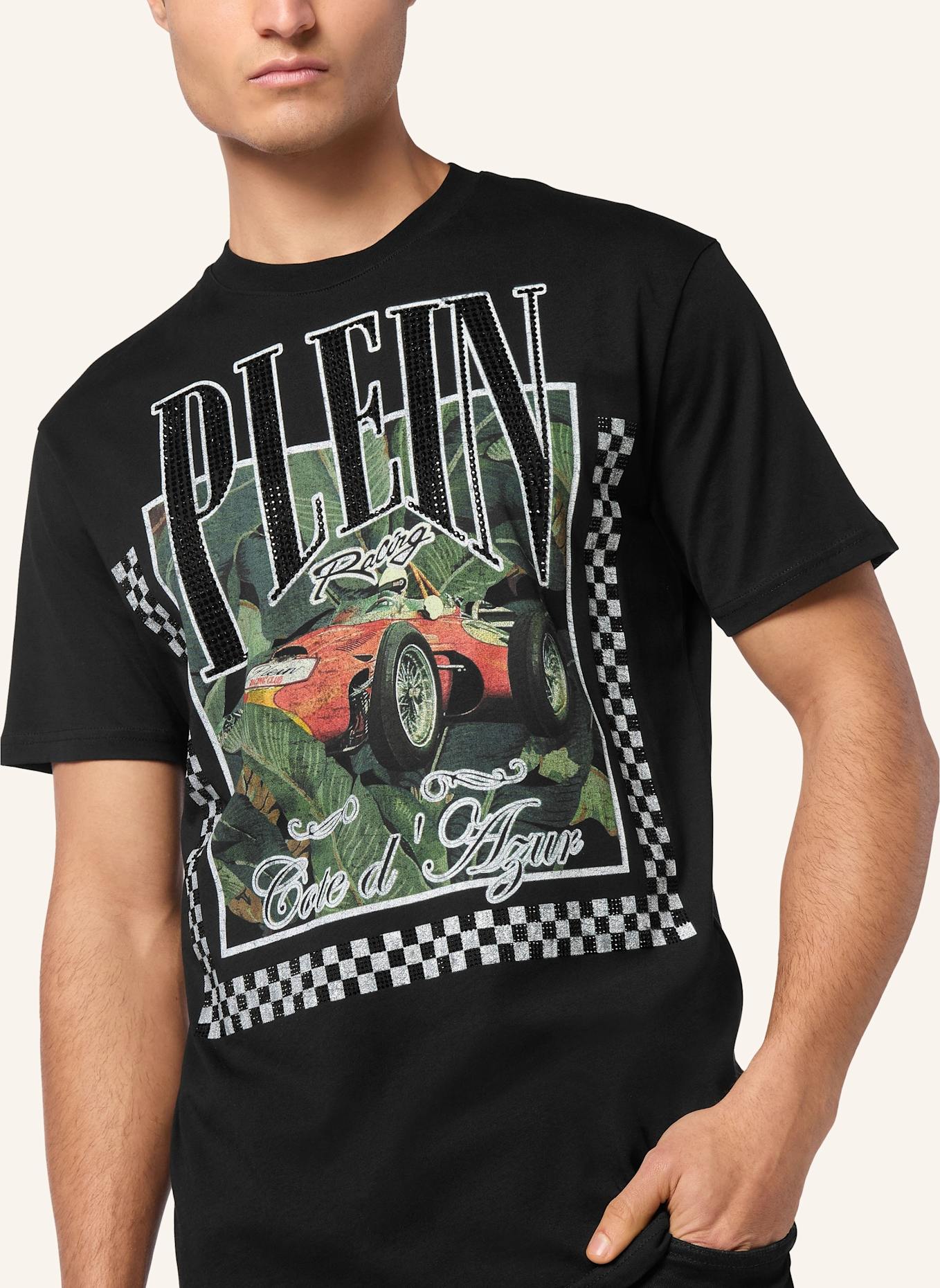 PHILIPP PLEIN T-Shirt Rundhalsausschnitt Ss RACING: SCHWARZ