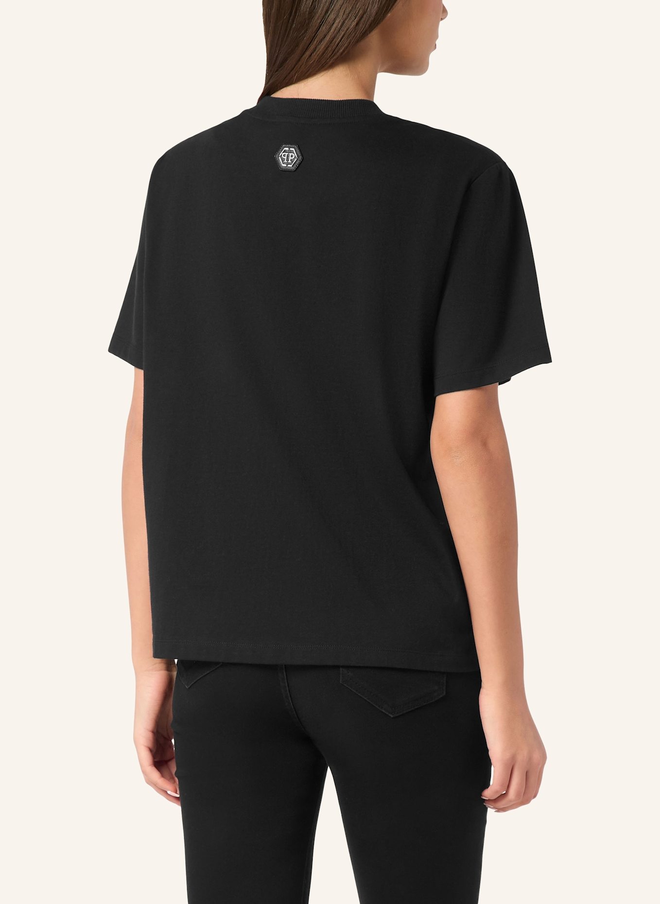 PHILIPP PLEIN T-Shirt Man Fit HEXAGON: SCHWARZ