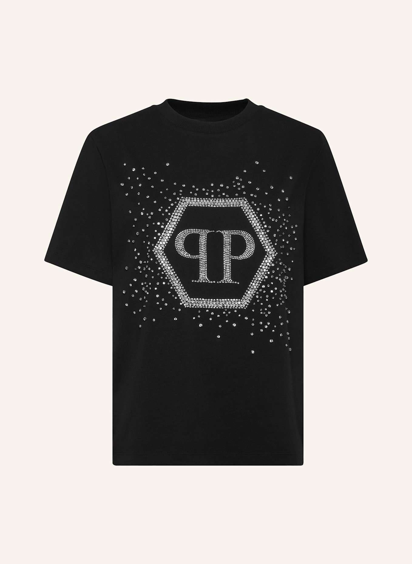 PHILIPP PLEIN T-Shirt Man Fit HEXAGON: SCHWARZ