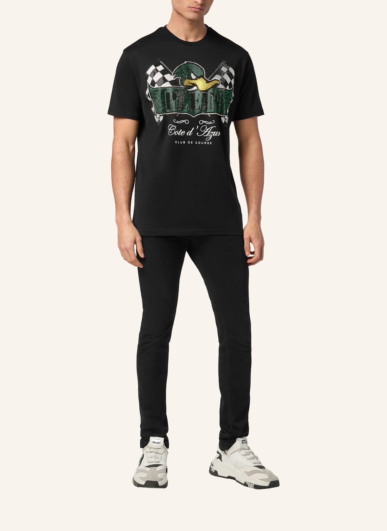 PHILIPP PLEIN T-Shirt Rundhalsausschnitt Ss DUCK: SCHWARZ