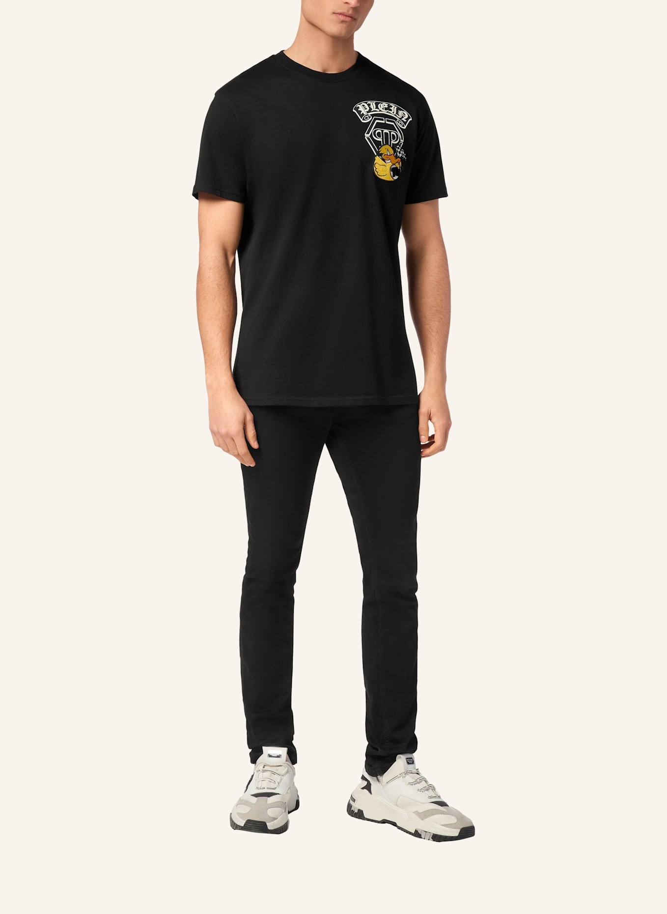 PHILIPP PLEIN T-Shirt Rundhalsausschnitt Ss DUCK: SCHWARZ