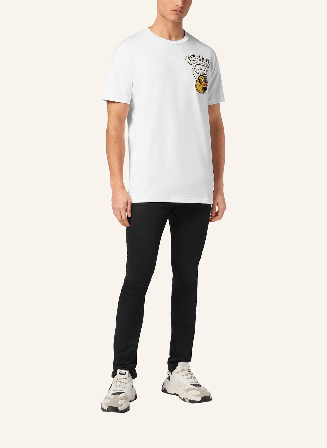 PHILIPP PLEIN T-Shirt Rundhalsausschnitt Ss DUCK: WEISS