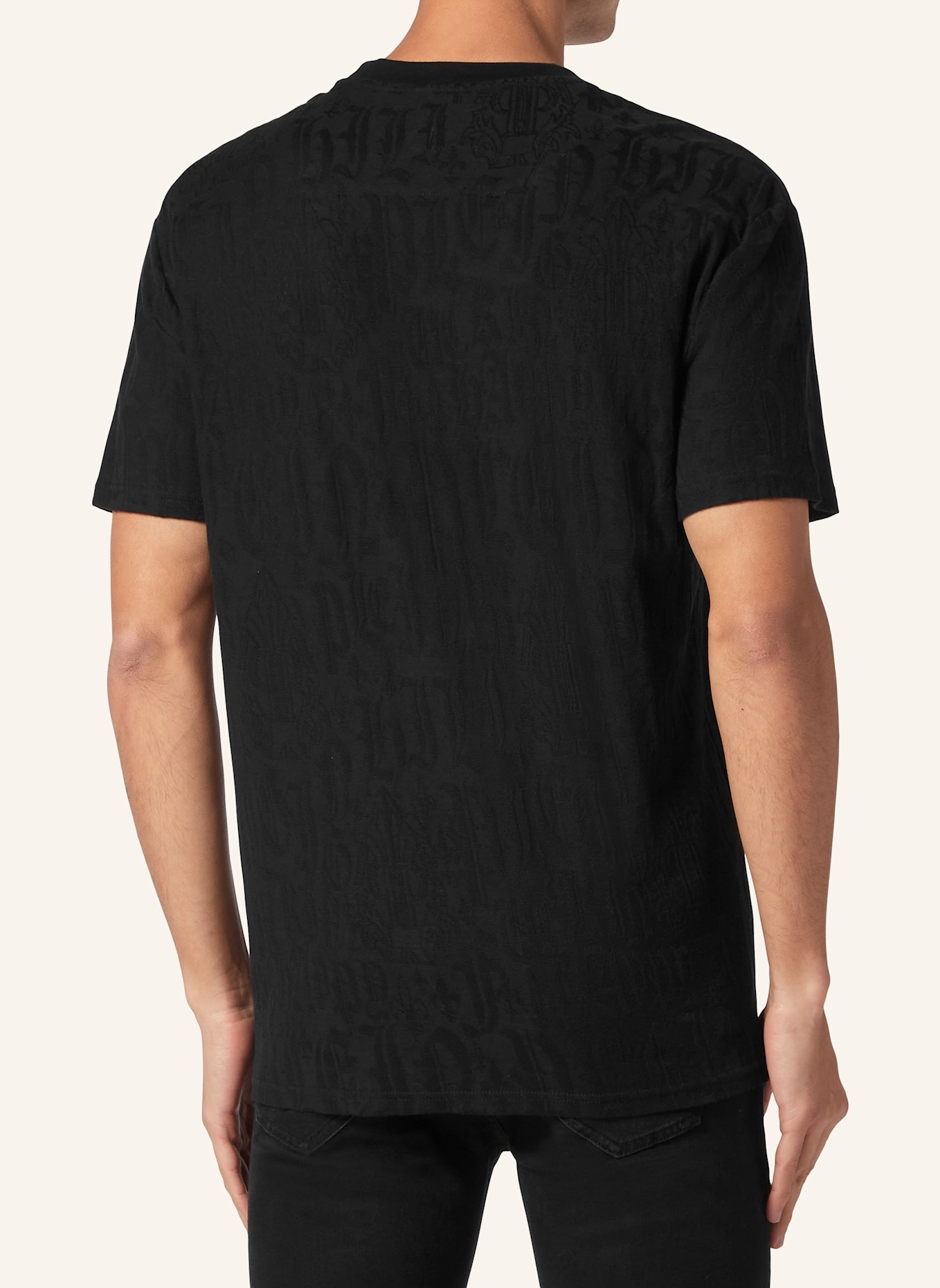 PHILIPP PLEIN T-Shirt Rundhalsausschnitt Ss MONOGRAM: SCHWARZ